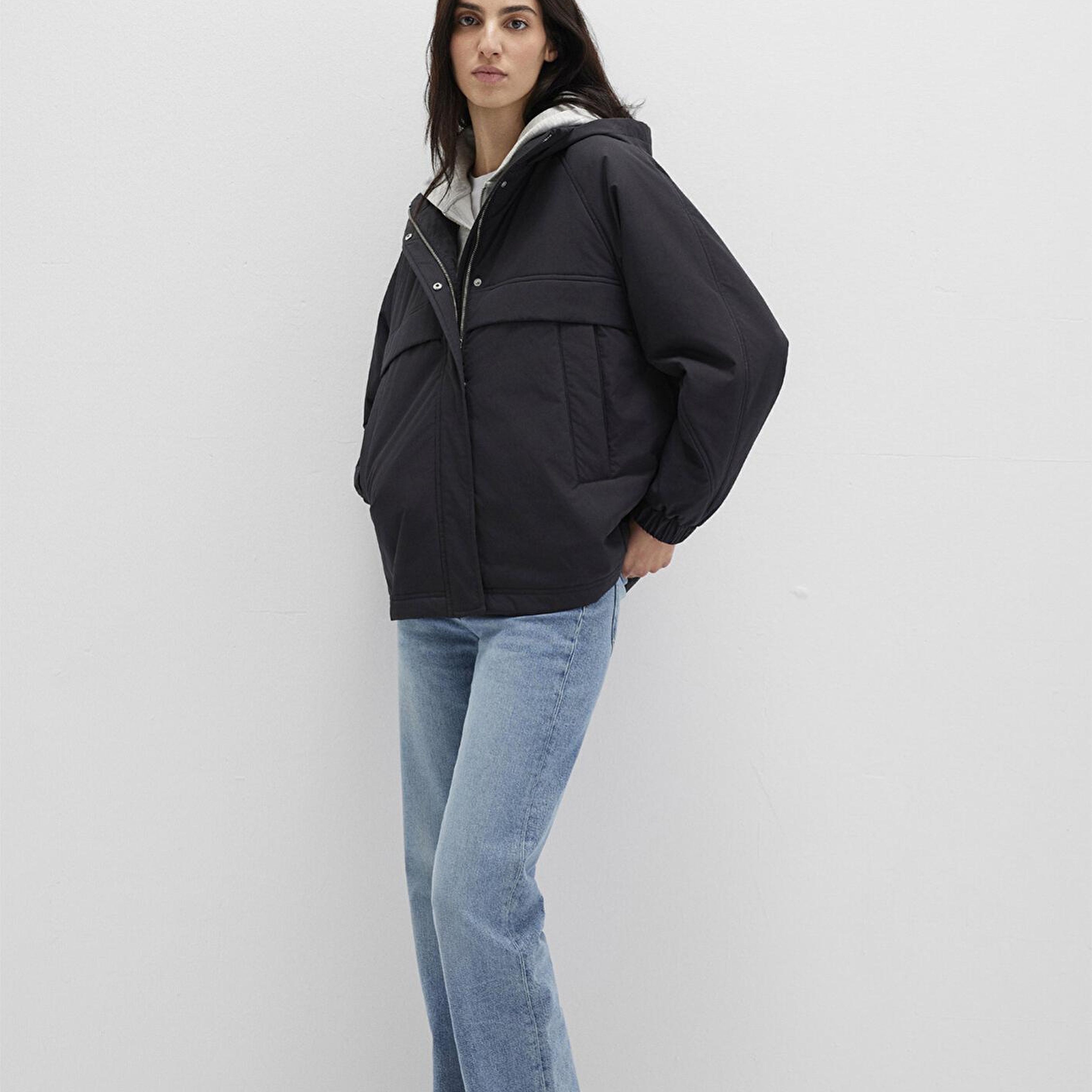 Mavi Su İtici Kapüşonlu Siyah Ceket 1110348-900