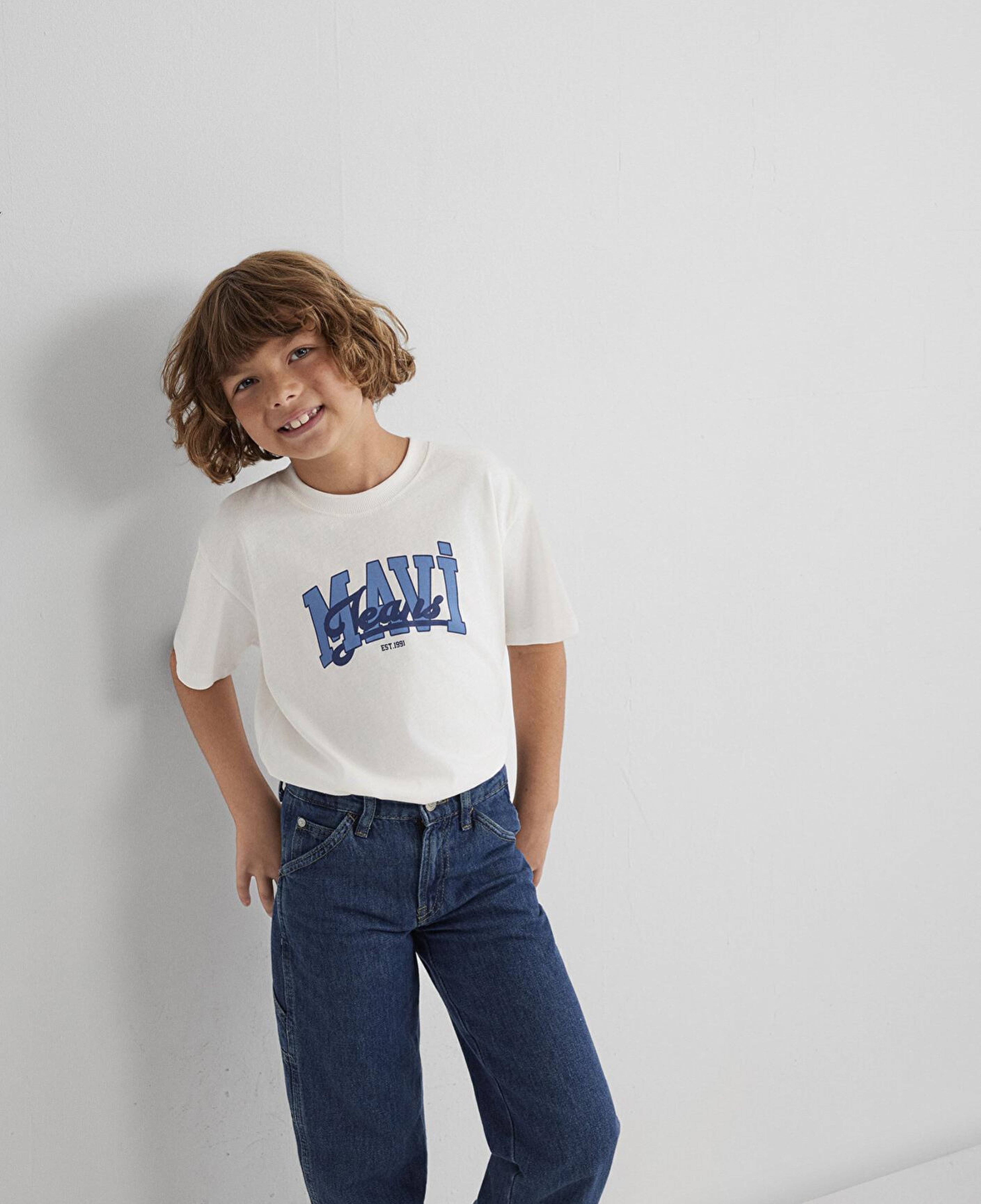 Mavi Mavi Jeans Baskılı Ekru Tişört Loose Fit / Bol Rahat Kesim 6610373-70057