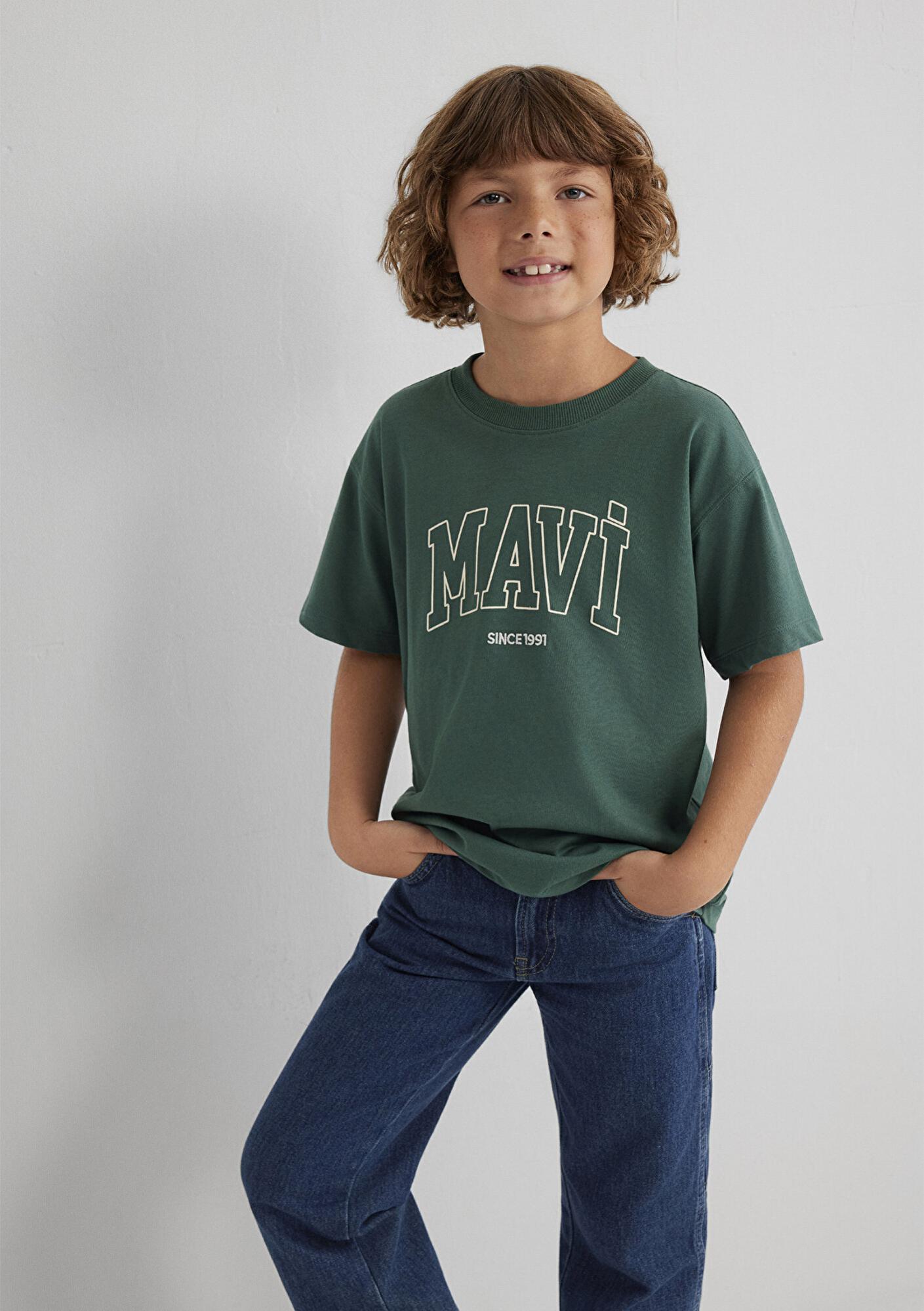 Mavi Mavi Since 1991 Baskılı Yeşil Tişört Loose Fit / Bol Rahat Kesim 6610369-71930