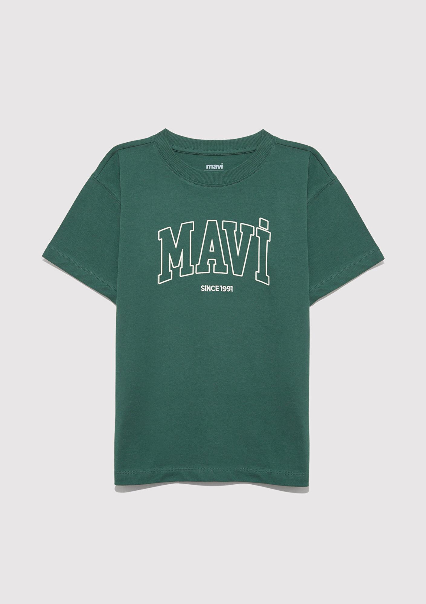 Mavi Mavi Since 1991 Baskılı Yeşil Tişört Loose Fit / Bol Rahat Kesim 6610369-71930