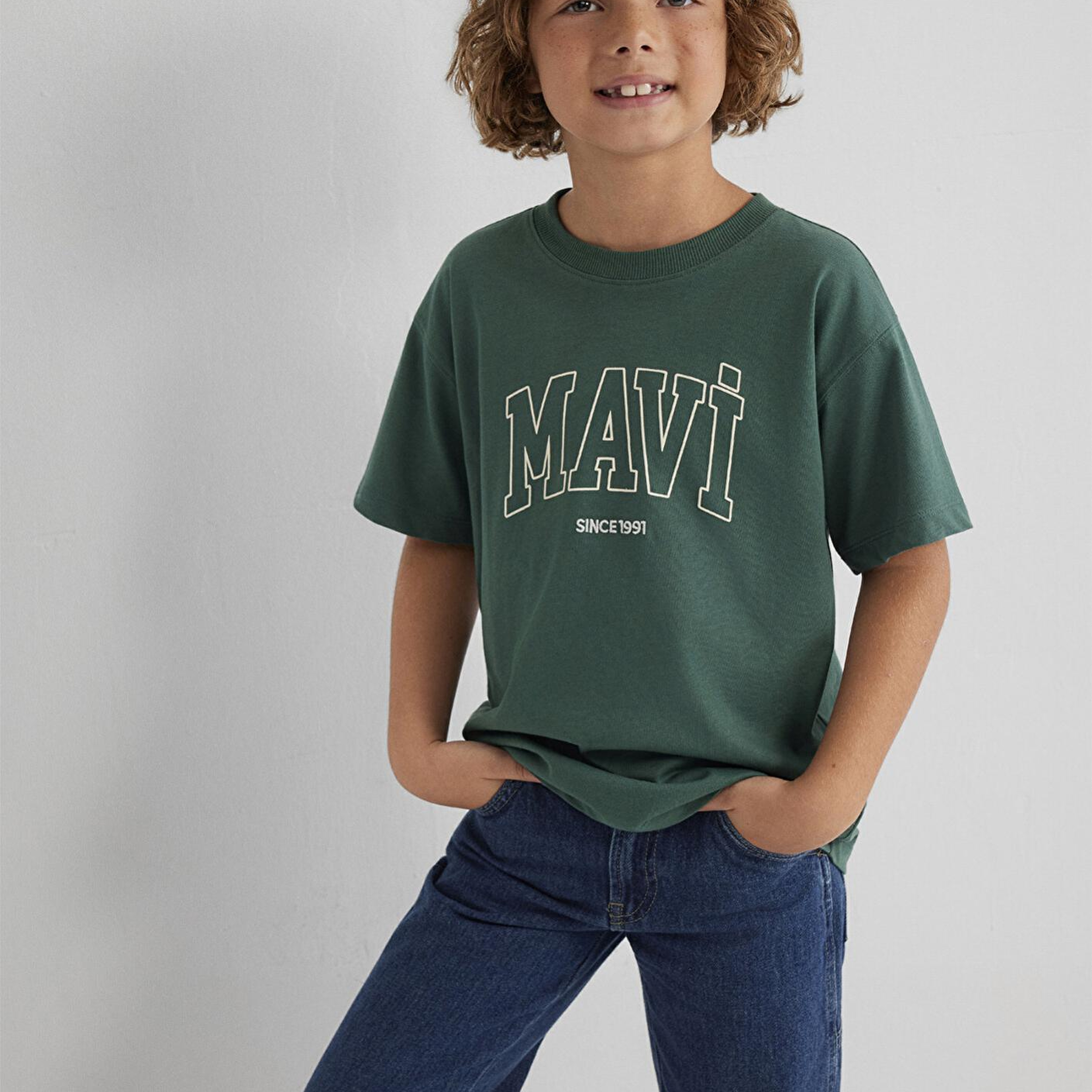 Mavi Mavi Since 1991 Baskılı Yeşil Tişört Loose Fit / Bol Rahat Kesim 6610369-71930