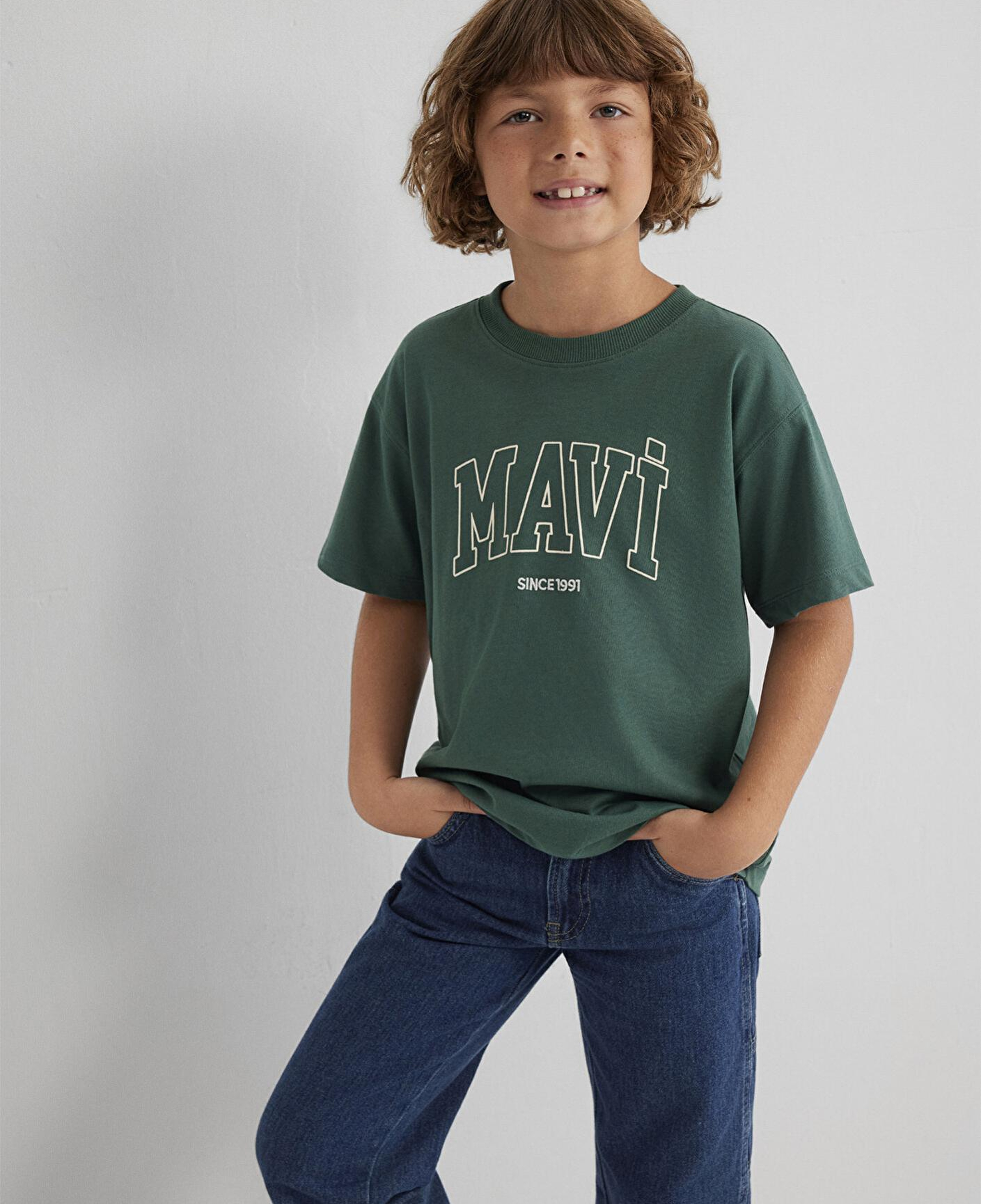 Mavi Mavi Since 1991 Baskılı Yeşil Tişört Loose Fit / Bol Rahat Kesim 6610369-71930