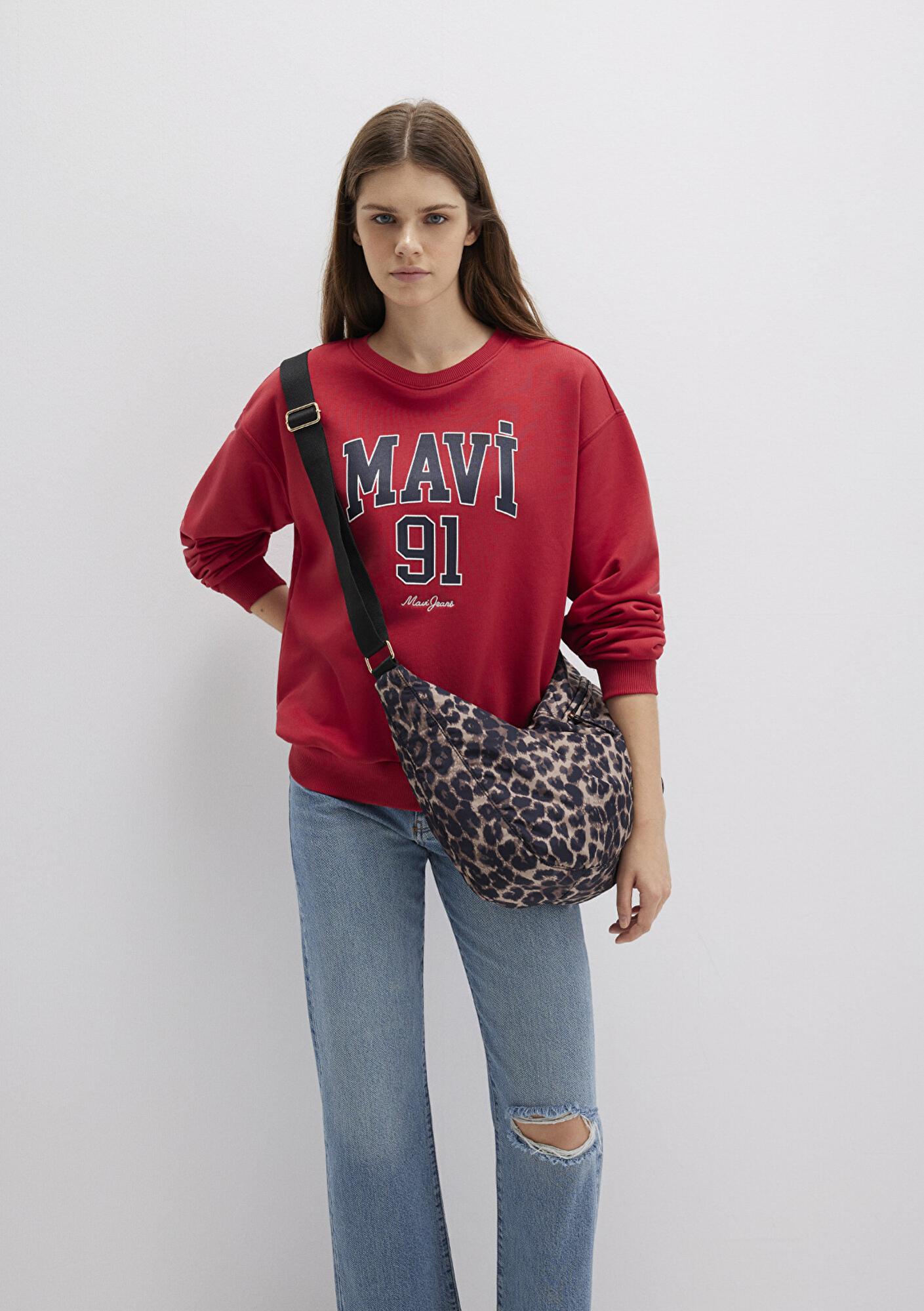 Mavi Mavi Logo Baskılı Kırmızı Sweatshirt 1S10381-80638