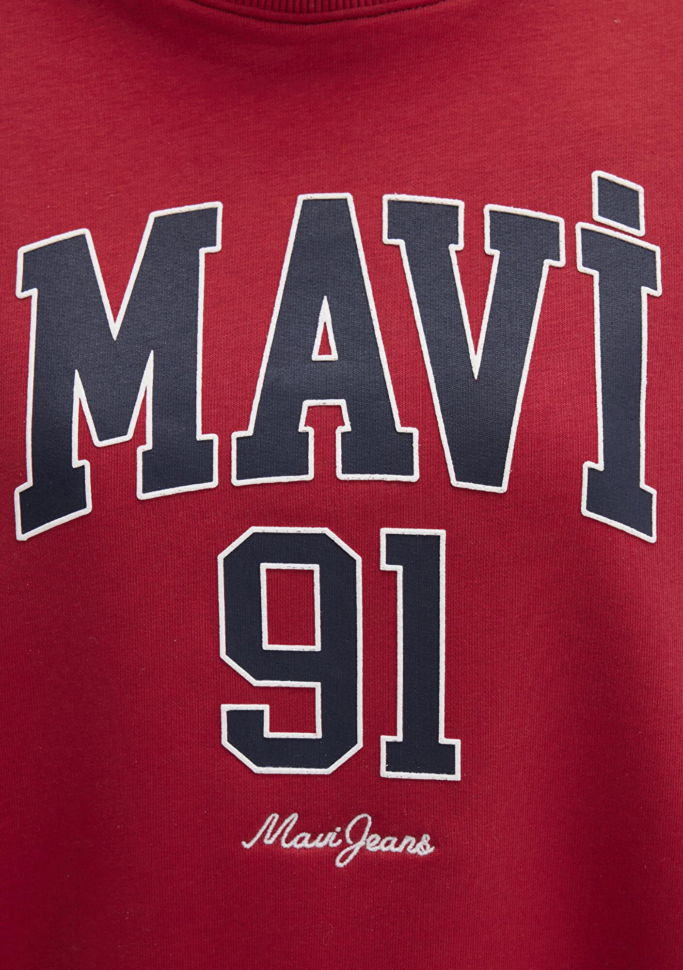 Mavi Mavi Logo Baskılı Kırmızı Sweatshirt 1S10381-80638