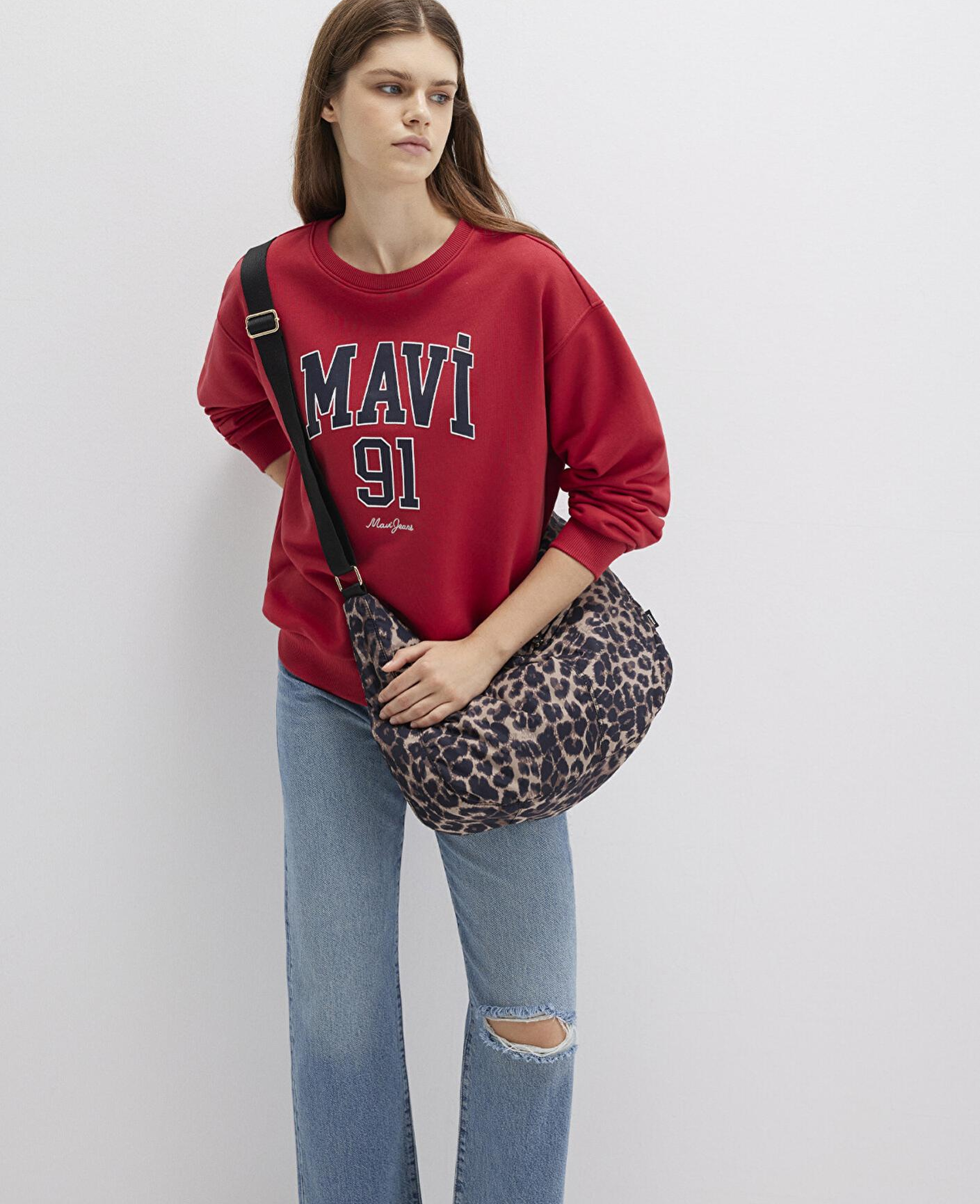 Mavi Mavi Logo Baskılı Kırmızı Sweatshirt 1S10381-80638