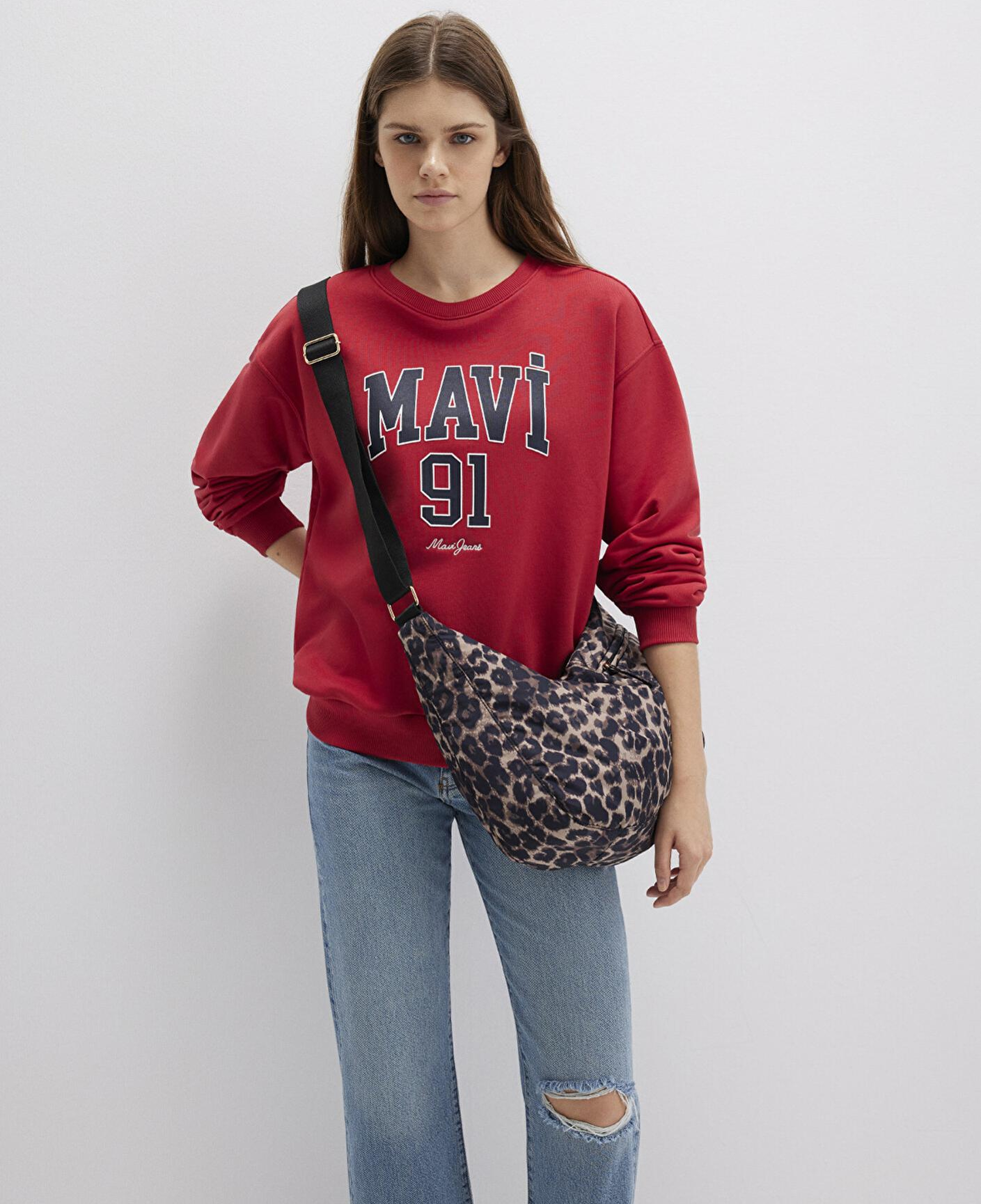 Mavi Mavi Logo Baskılı Kırmızı Sweatshirt 1S10381-80638