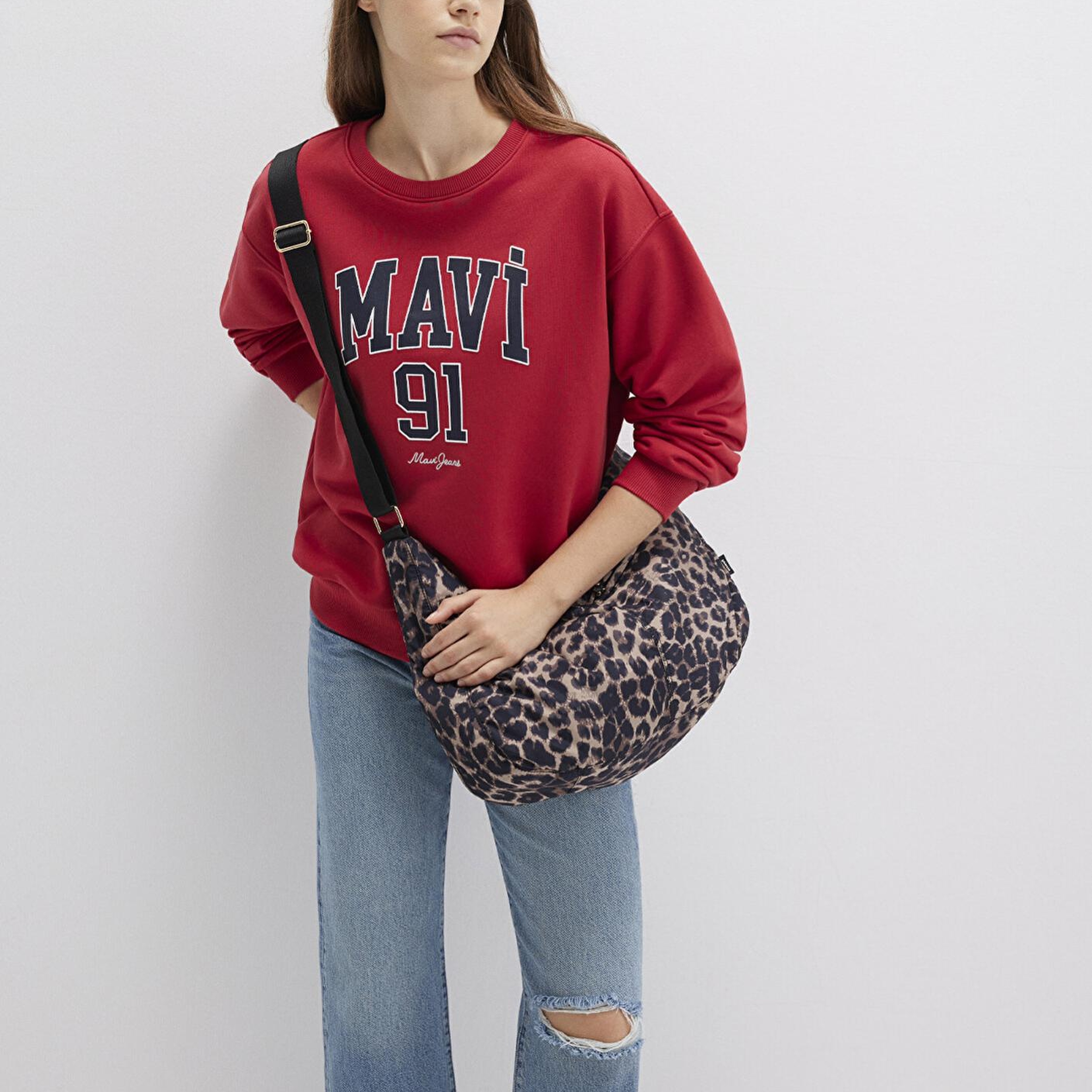 Mavi Mavi Logo Baskılı Kırmızı Sweatshirt 1S10381-80638