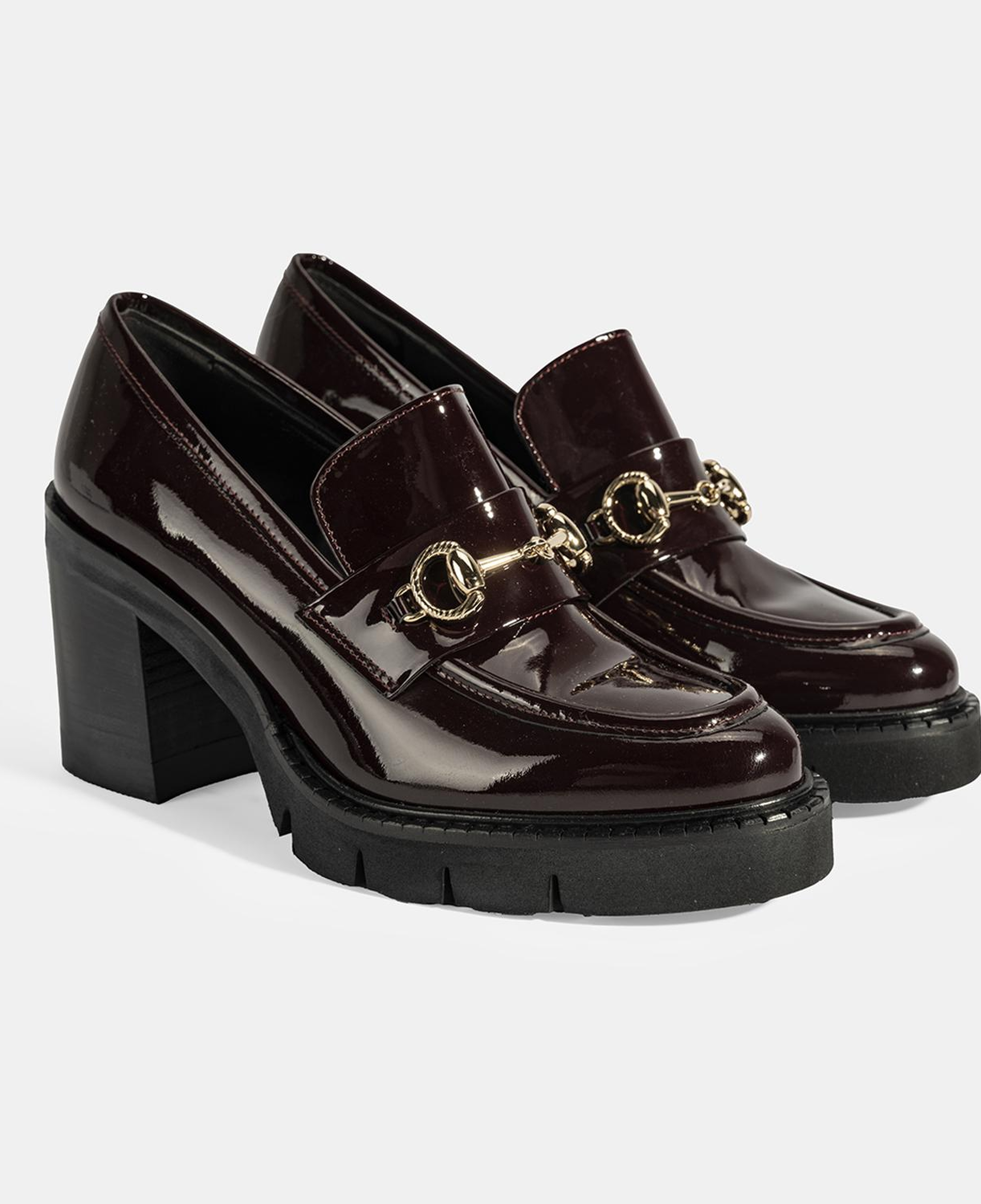 Luca Grossi Kadın Bordo Toka Detaylı Topuklu Rugan Loafer