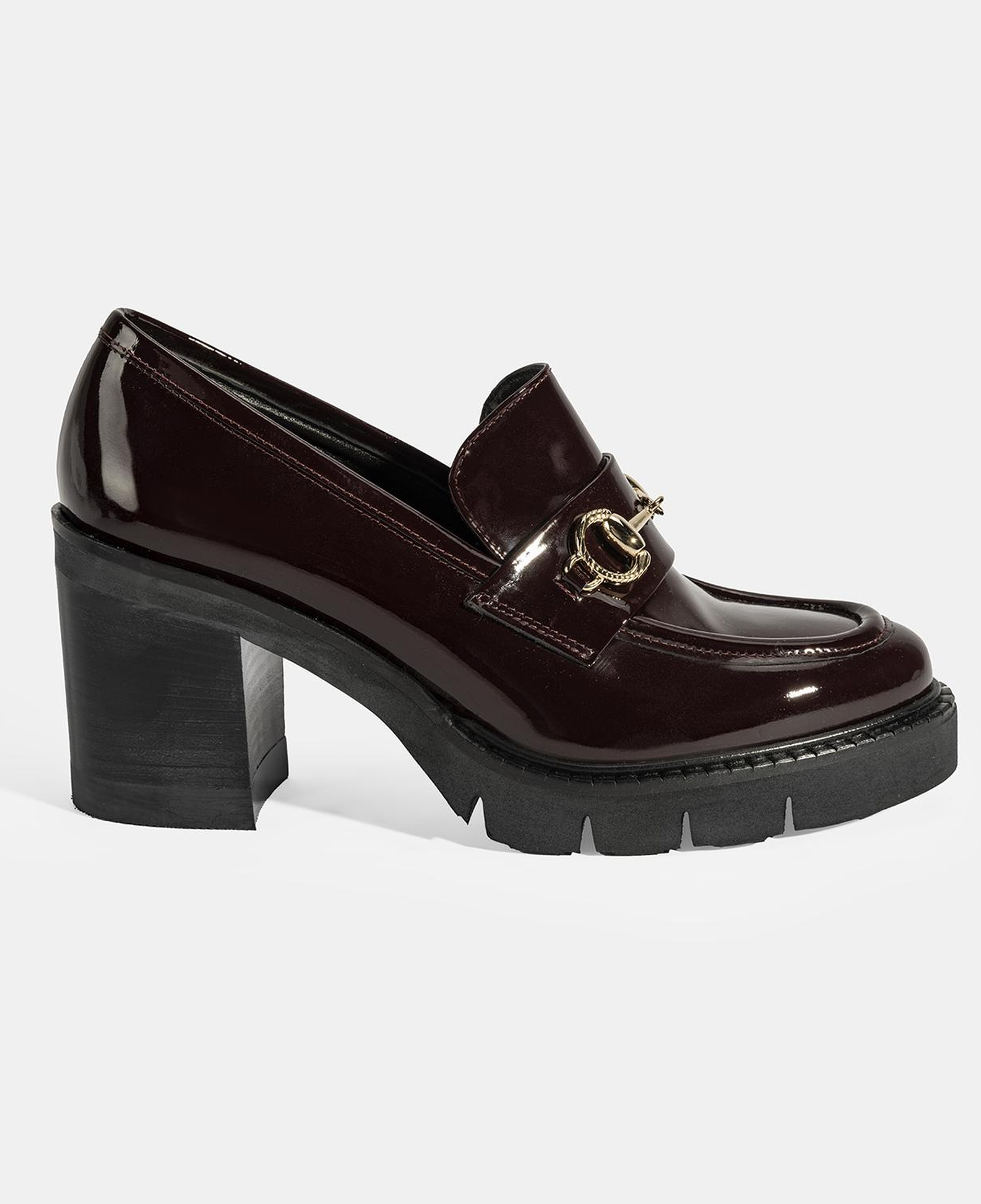 Luca Grossi Kadın Bordo Toka Detaylı Topuklu Rugan Loafer