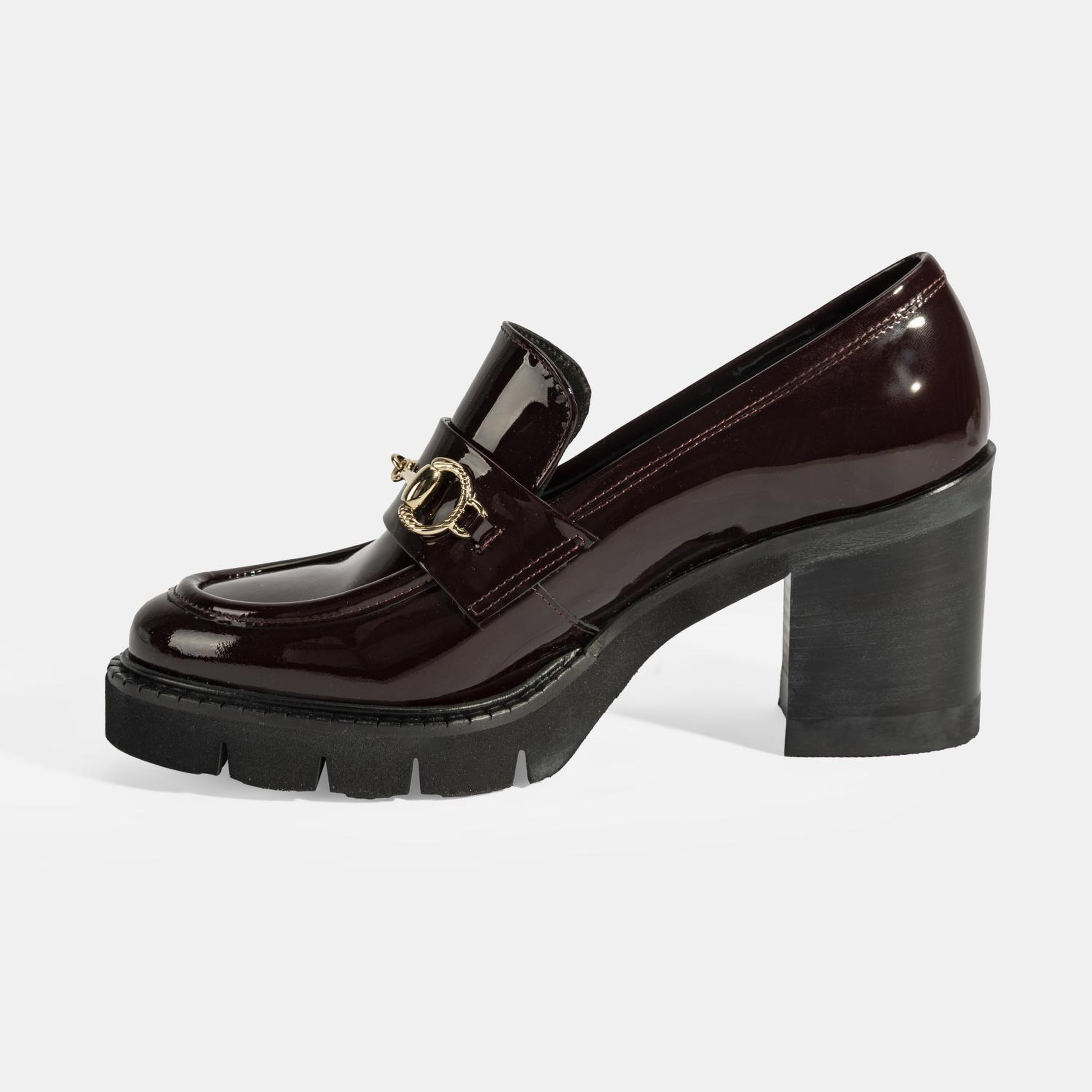 Luca Grossi Kadın Bordo Toka Detaylı Topuklu Rugan Loafer