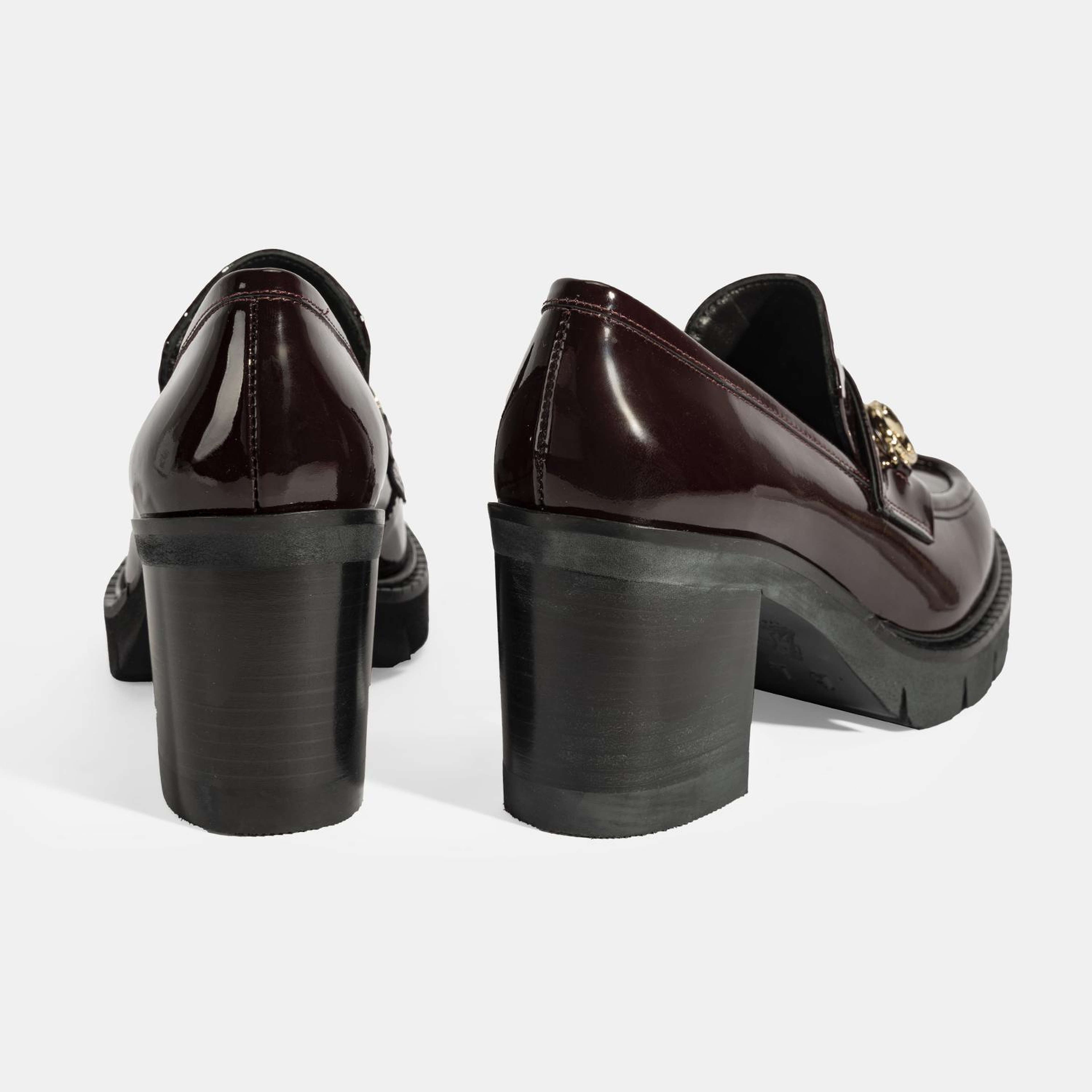 Luca Grossi Kadın Bordo Toka Detaylı Topuklu Rugan Loafer