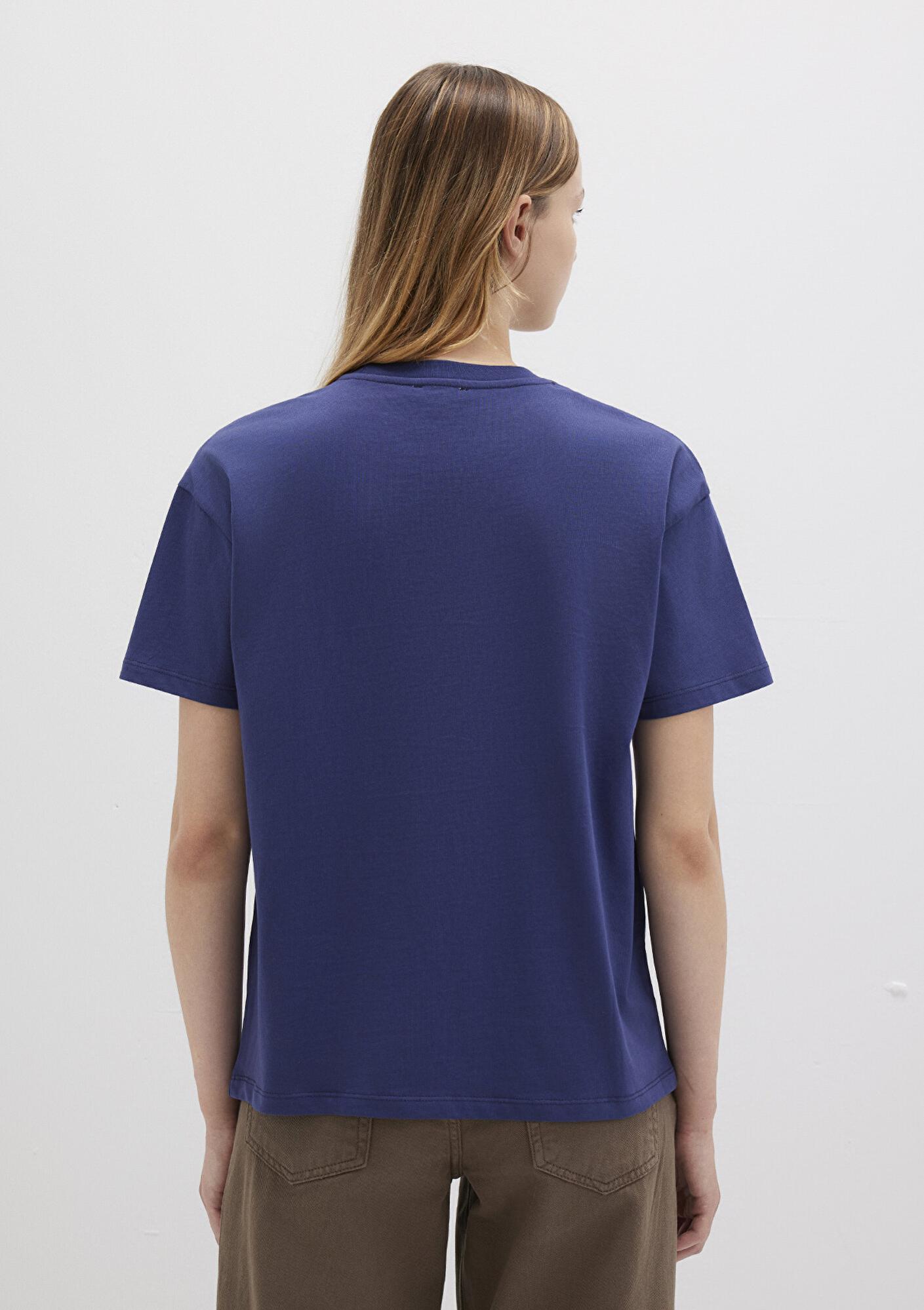 Mavi Mavi Logo Baskılı Lacivert Tişört Loose Fit / Bol Rahat Kesim 1613410-70498