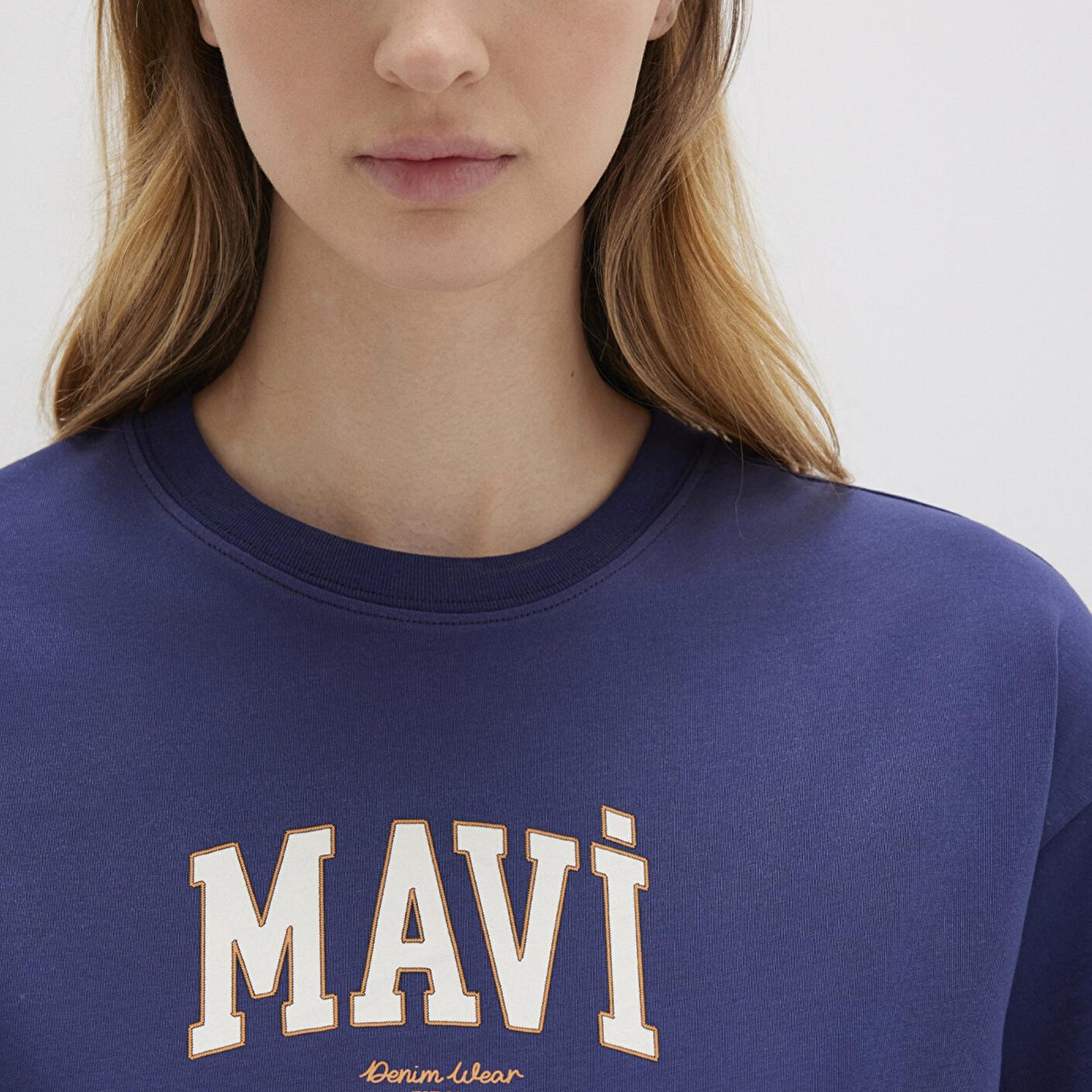 Mavi Mavi Logo Baskılı Lacivert Tişört Loose Fit / Bol Rahat Kesim 1613410-70498