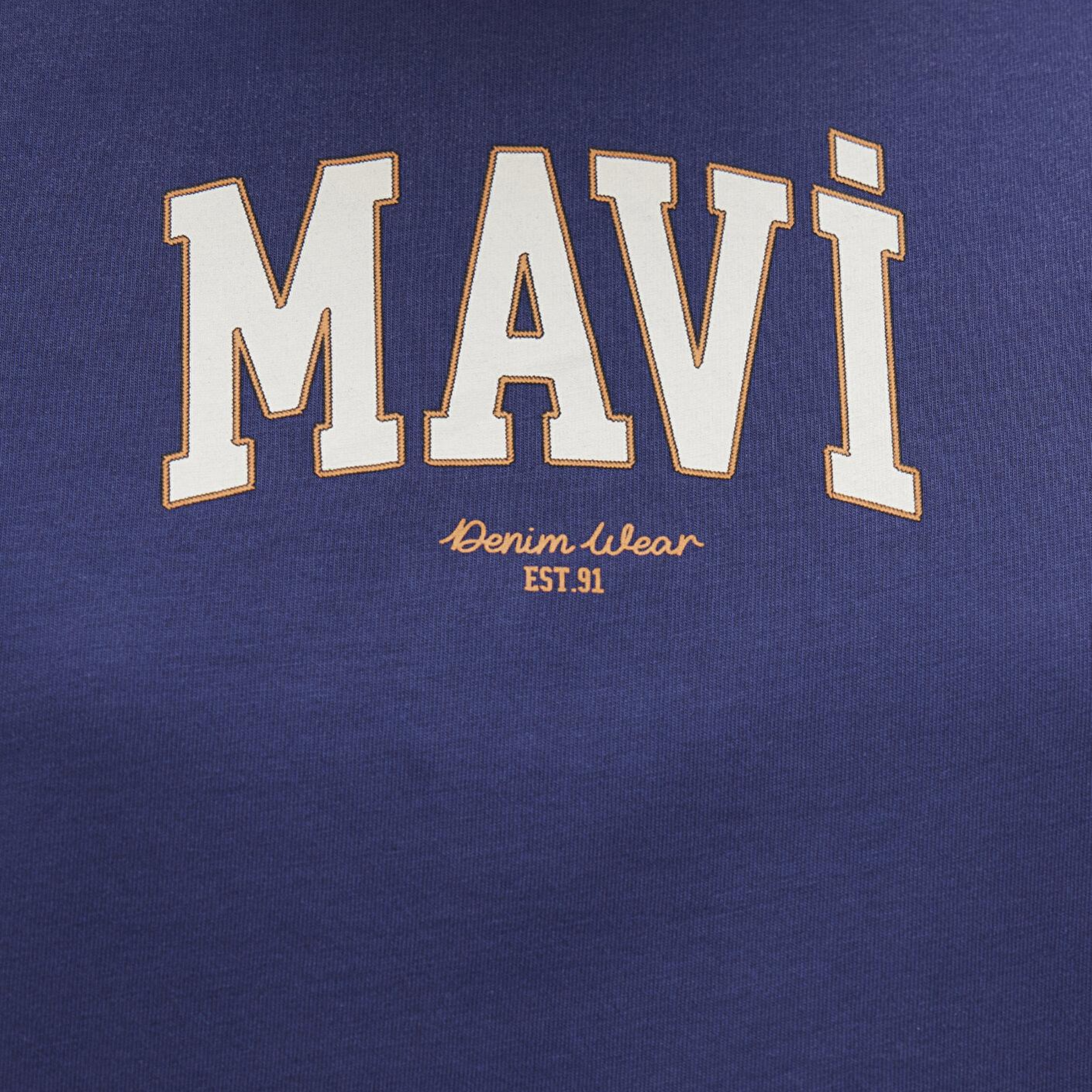 Mavi Mavi Logo Baskılı Lacivert Tişört Loose Fit / Bol Rahat Kesim 1613410-70498