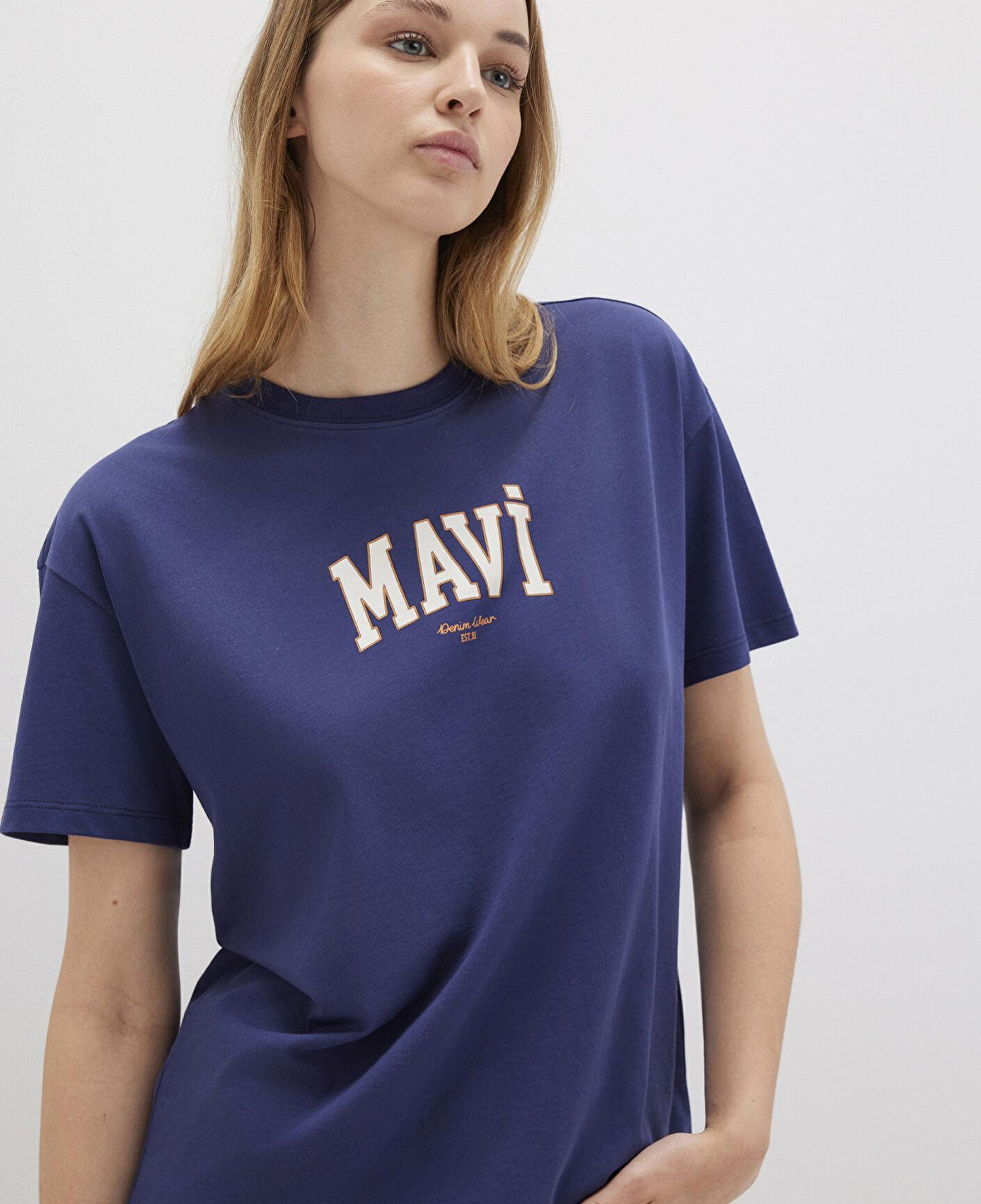 Mavi Mavi Logo Baskılı Lacivert Tişört Loose Fit / Bol Rahat Kesim 1613410-70498