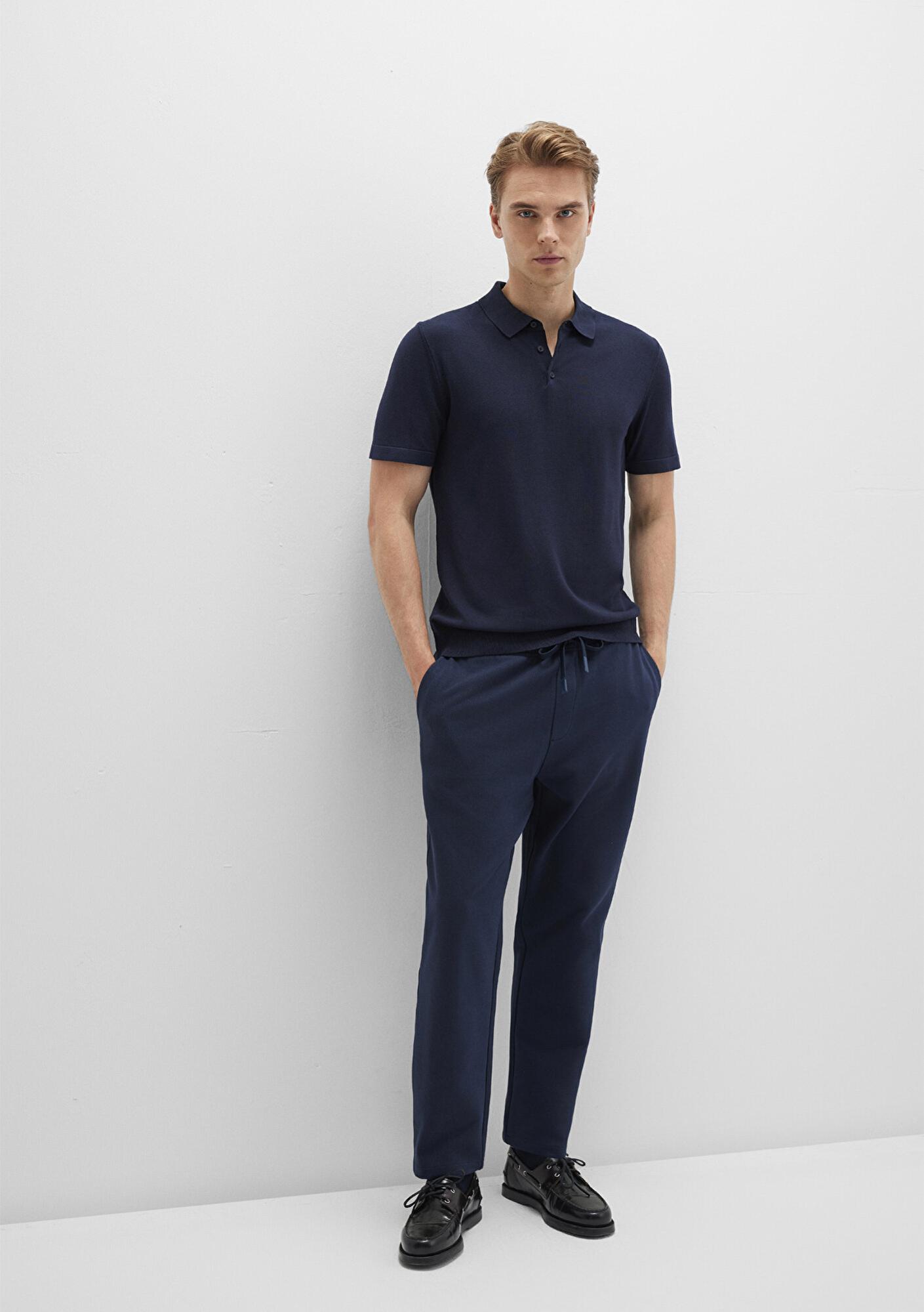 Mavi Lacivert Örme İnterlok Pantolon 0010521-70490