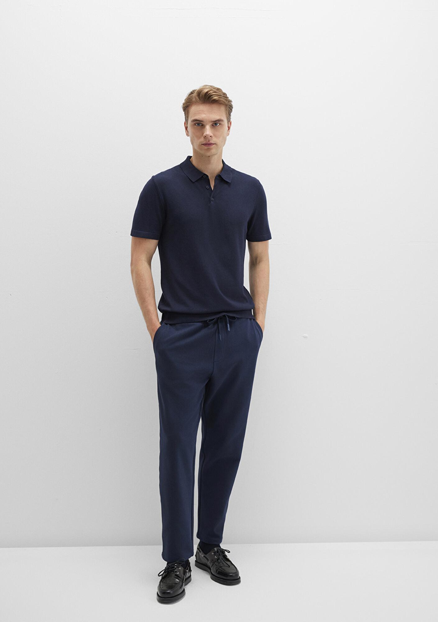 Mavi Lacivert Örme İnterlok Pantolon 0010521-70490