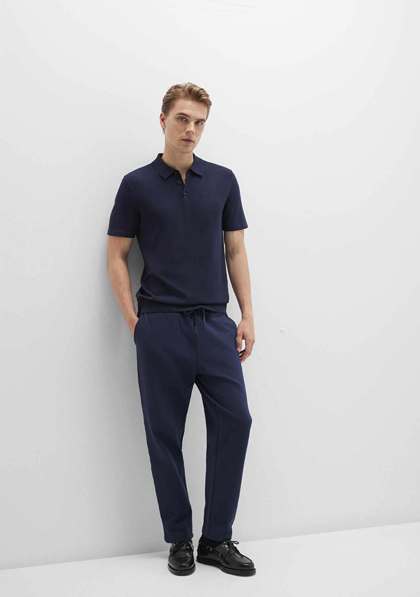 Mavi Lacivert Örme İnterlok Pantolon 0010521-70490