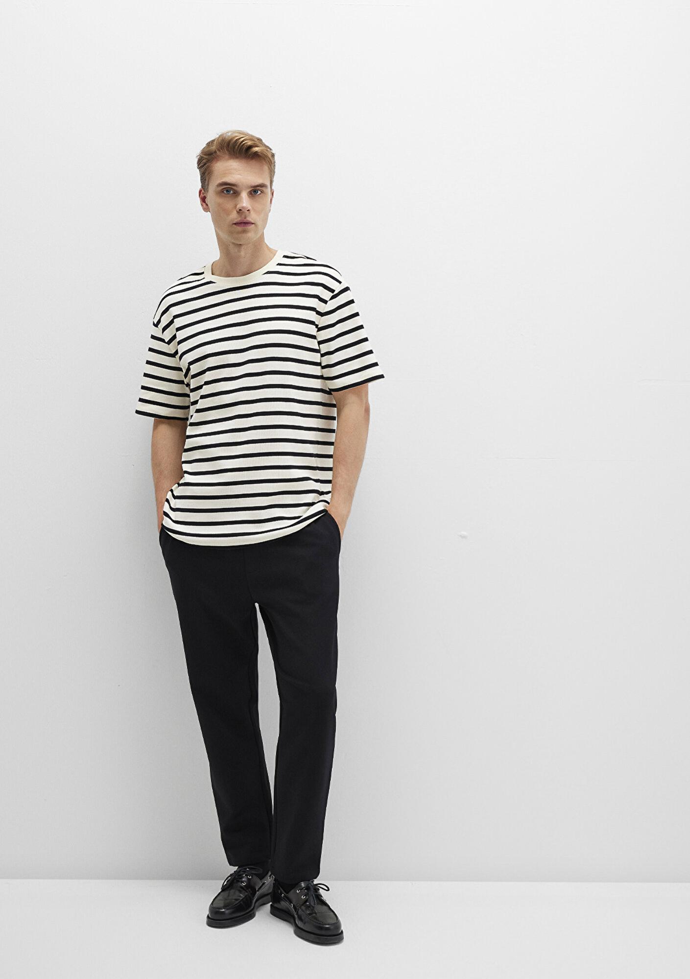 Mavi Siyah Örme İnterlok Pantolon 0010521-900