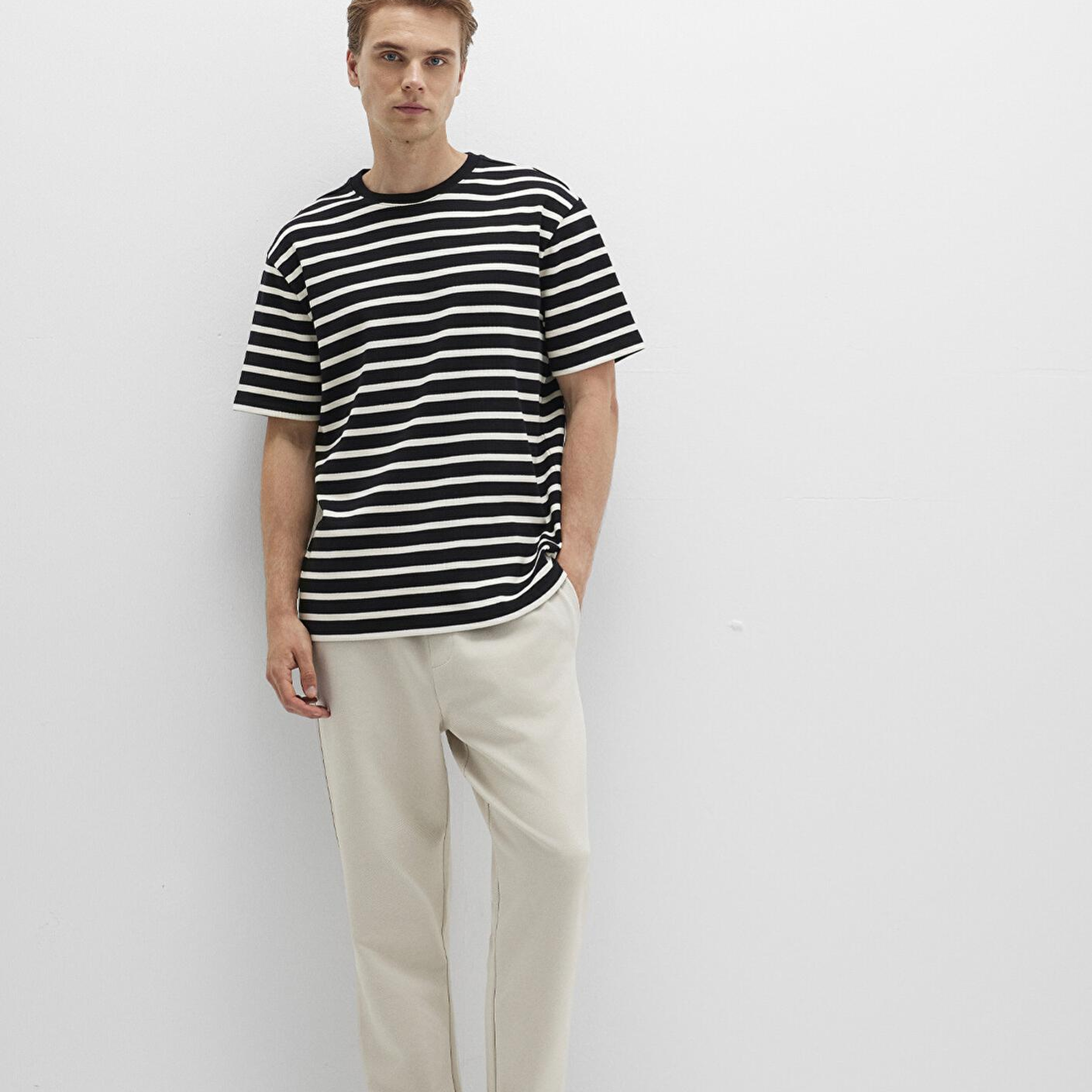 Mavi Bej Örme İnterlok Pantolon 0010521-70144