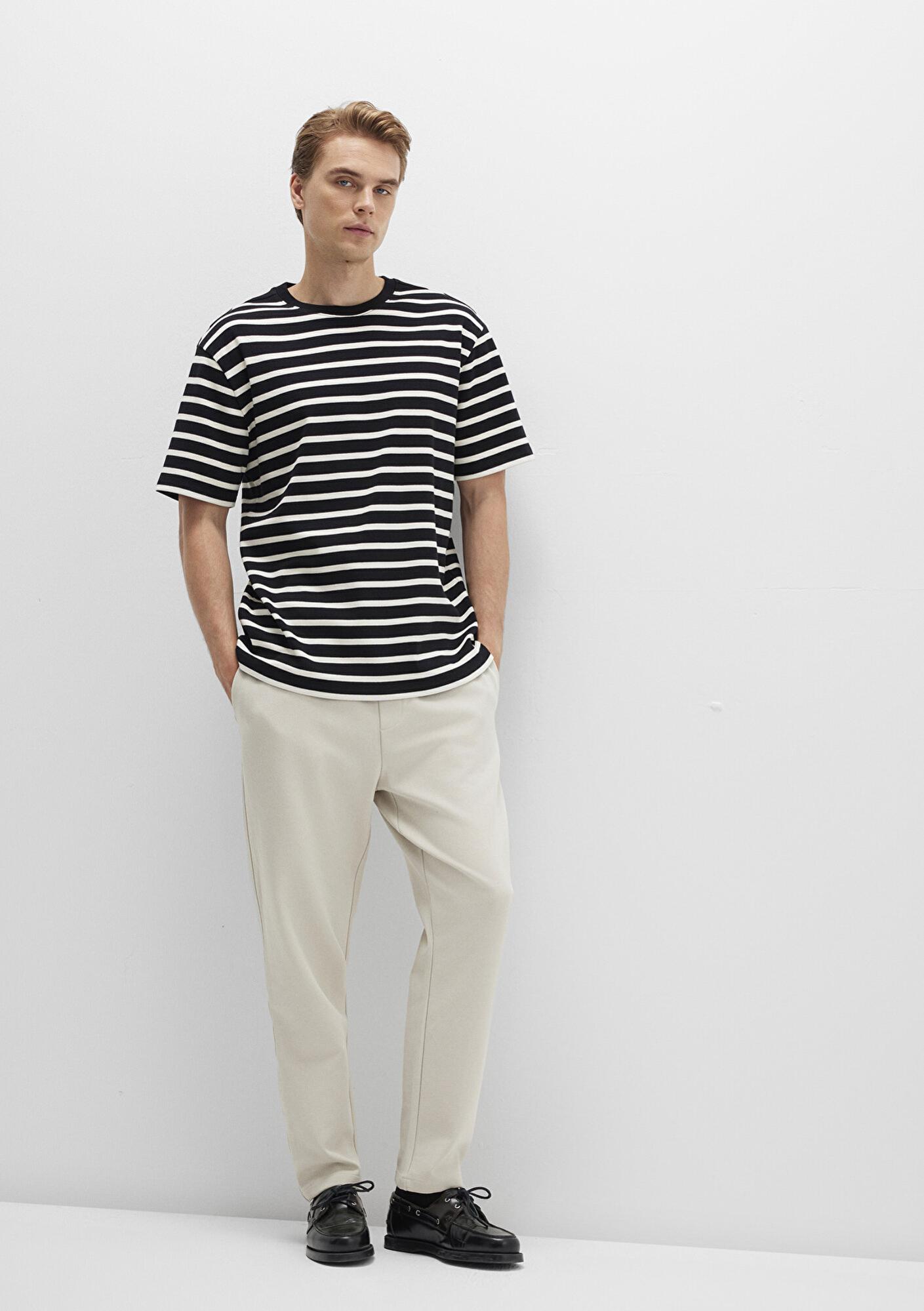 Mavi Bej Örme İnterlok Pantolon 0010521-70144