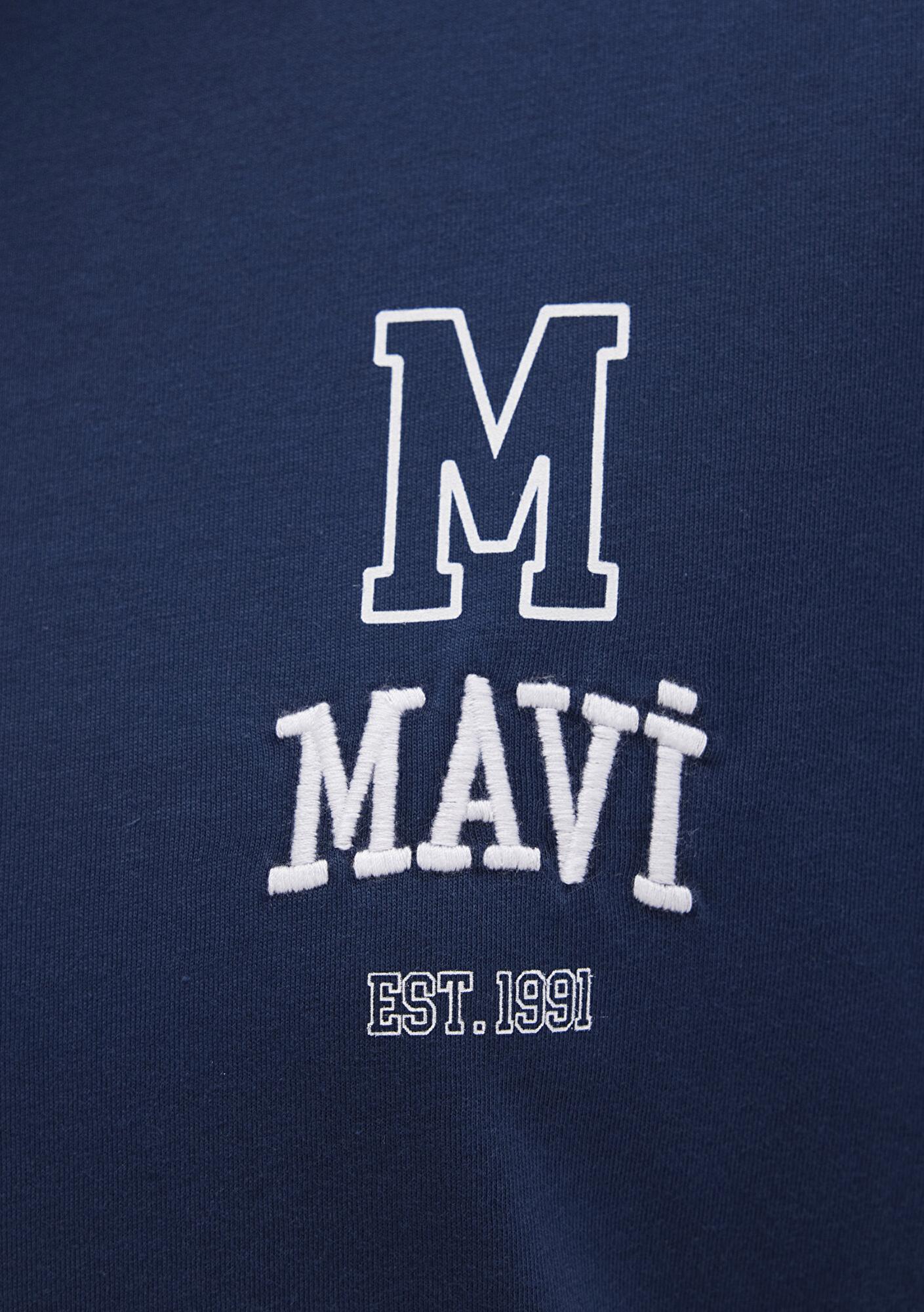 Mavi Mavi Logo Nakışlı Lacivert Tişört Loose Fit / Bol Rahat Kesim 1613467-70488