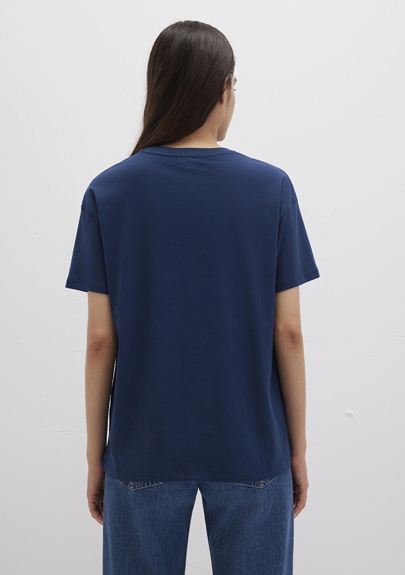 Mavi Mavi Logo Nakışlı Lacivert Tişört Loose Fit / Bol Rahat Kesim 1613467-70488