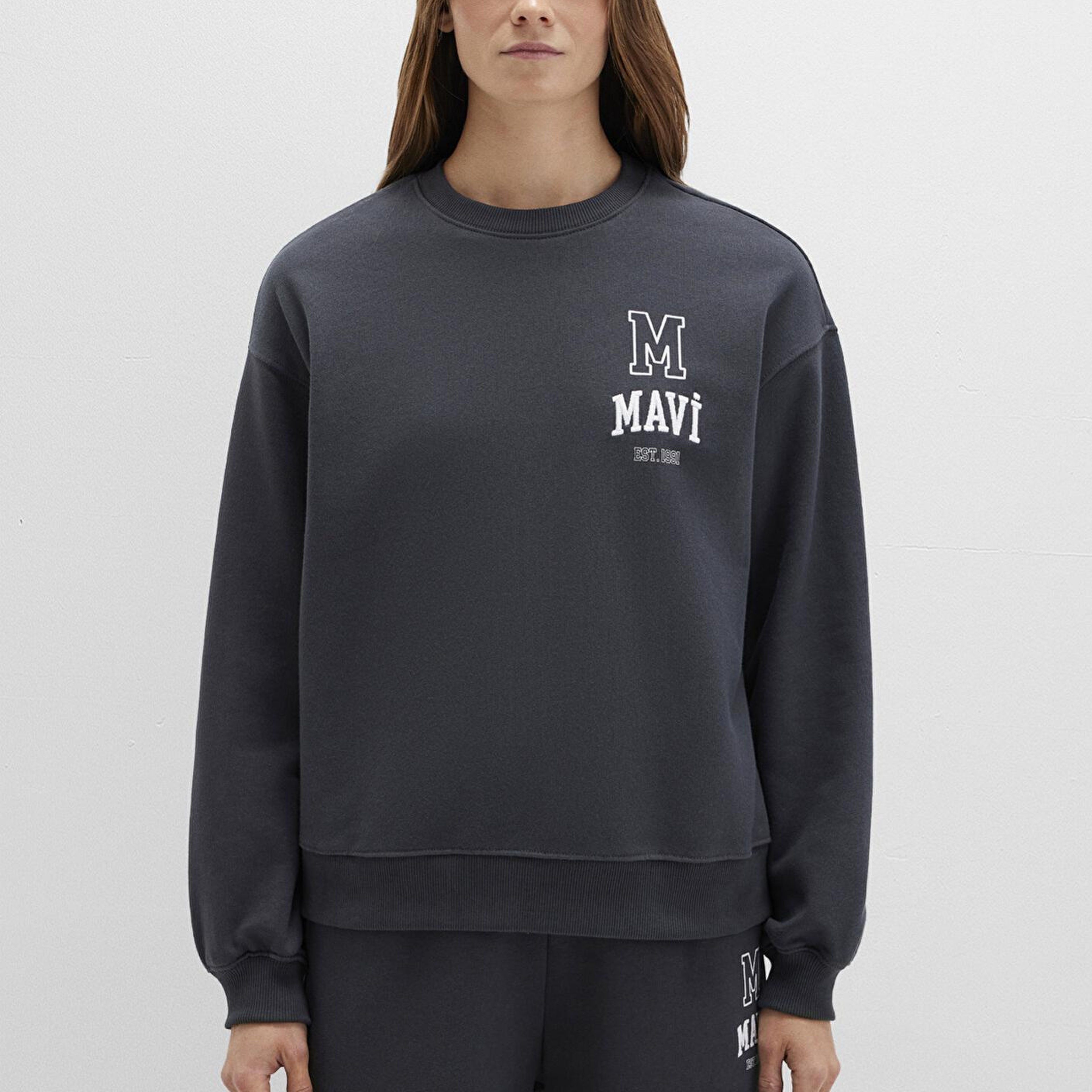 Mavi Mavi Logo Baskılı Antrasit Sweatshirt 1S10148-70087