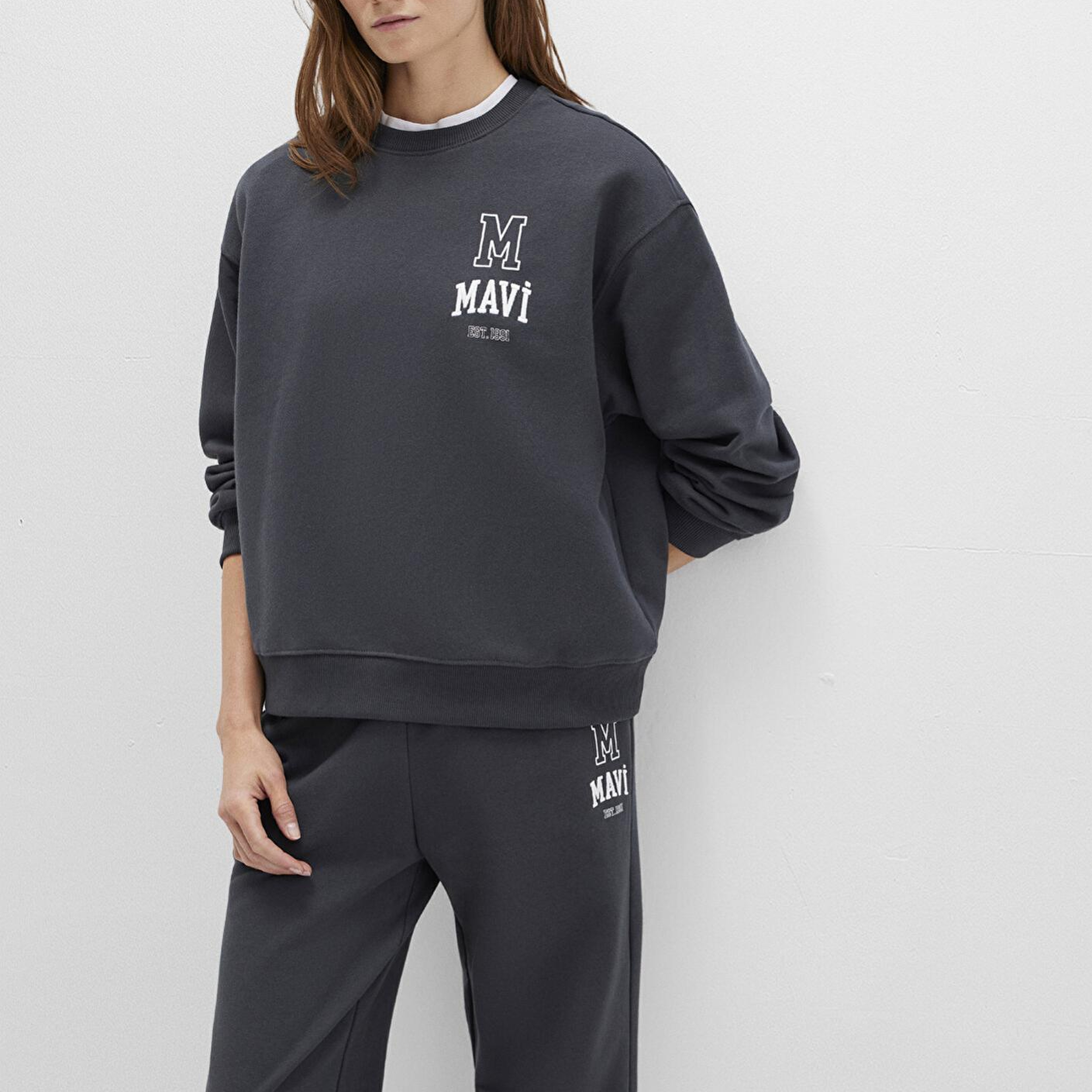 Mavi Mavi Logo Baskılı Antrasit Sweatshirt 1S10148-70087