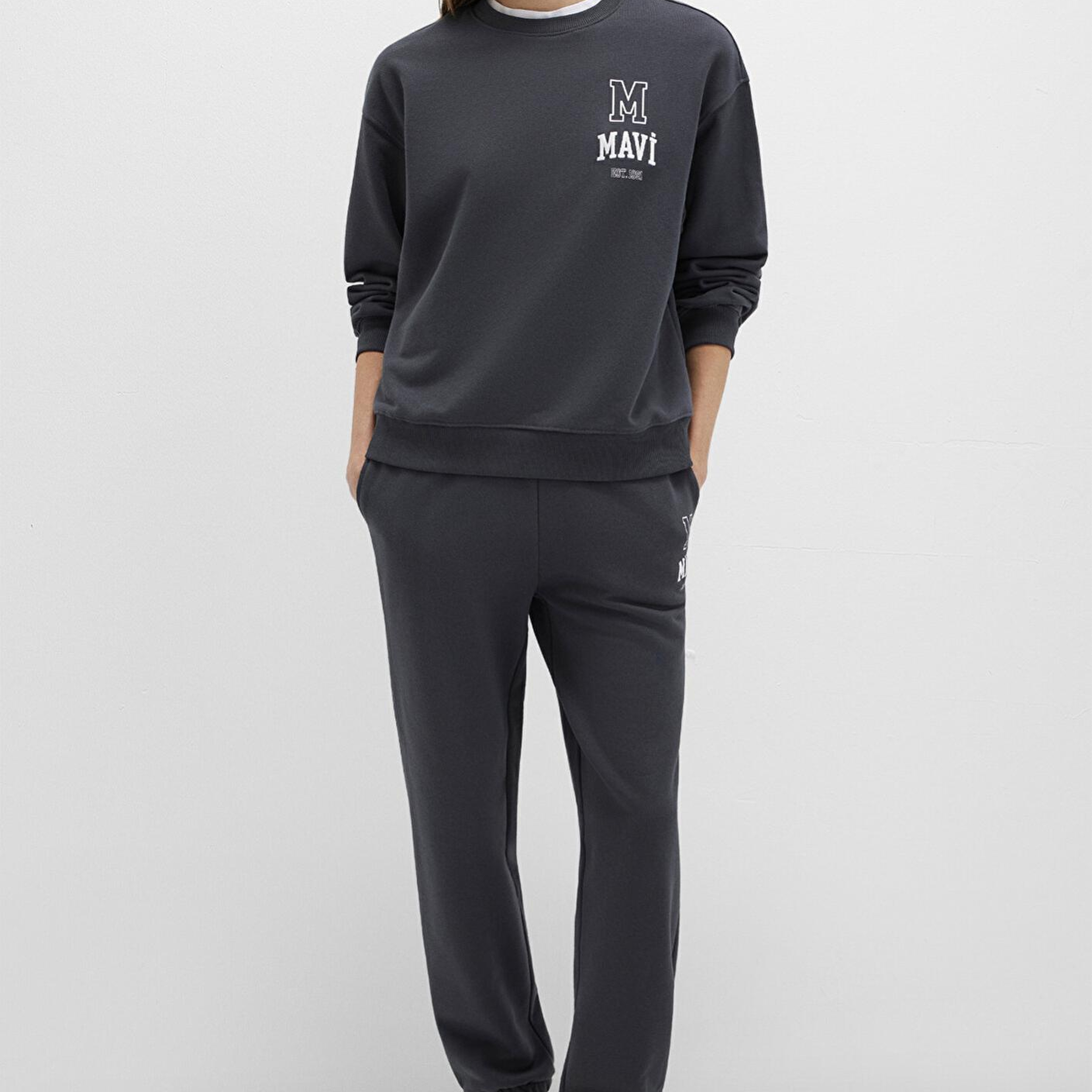 Mavi Mavi Logo Baskılı Antrasit Sweatshirt 1S10148-70087