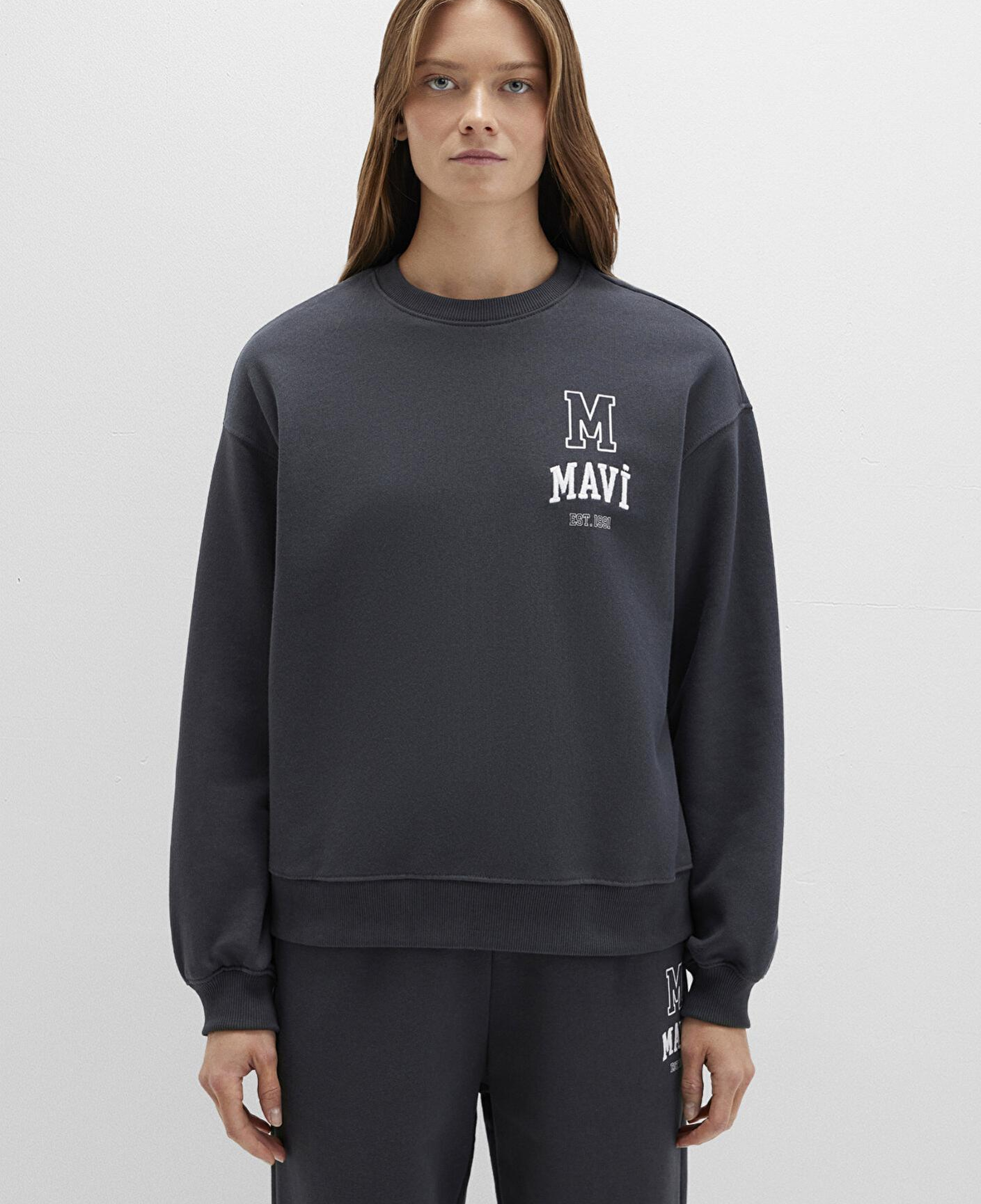 Mavi Mavi Logo Baskılı Antrasit Sweatshirt 1S10148-70087