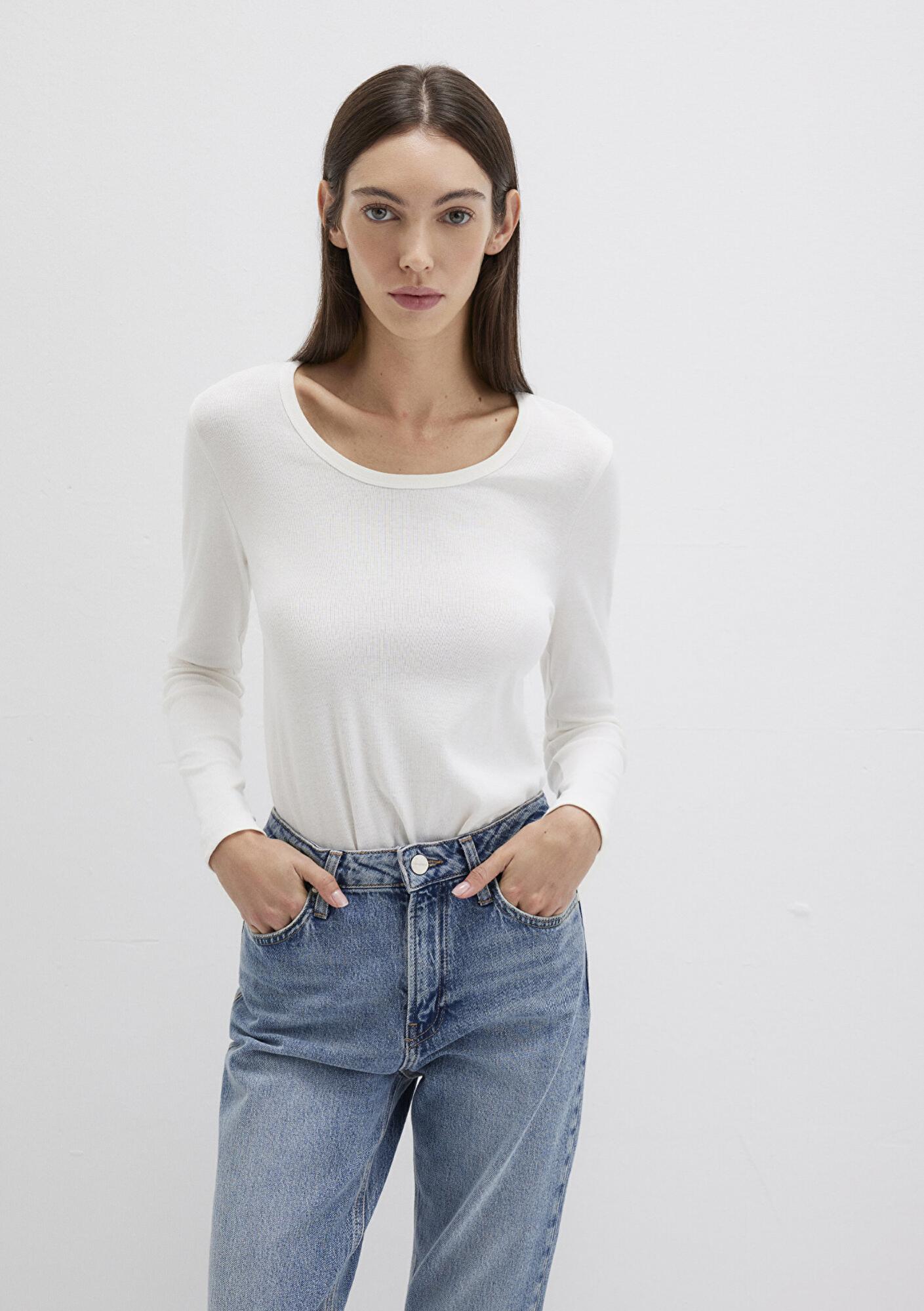 Mavi 2'li Uzun Kollu Basic Tişört Fitted / Vücuda Oturan Kesim 1613519-90891