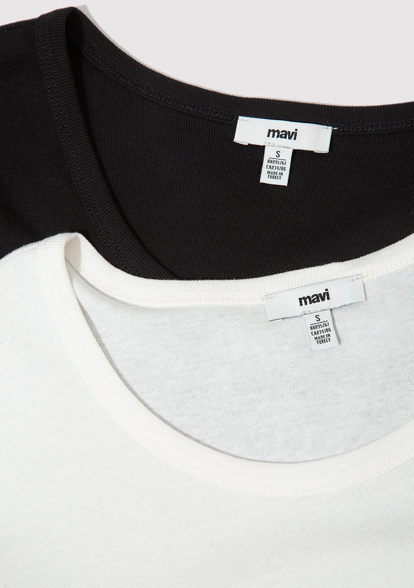 Mavi 2'li Uzun Kollu Basic Tişört Fitted / Vücuda Oturan Kesim 1613519-90891