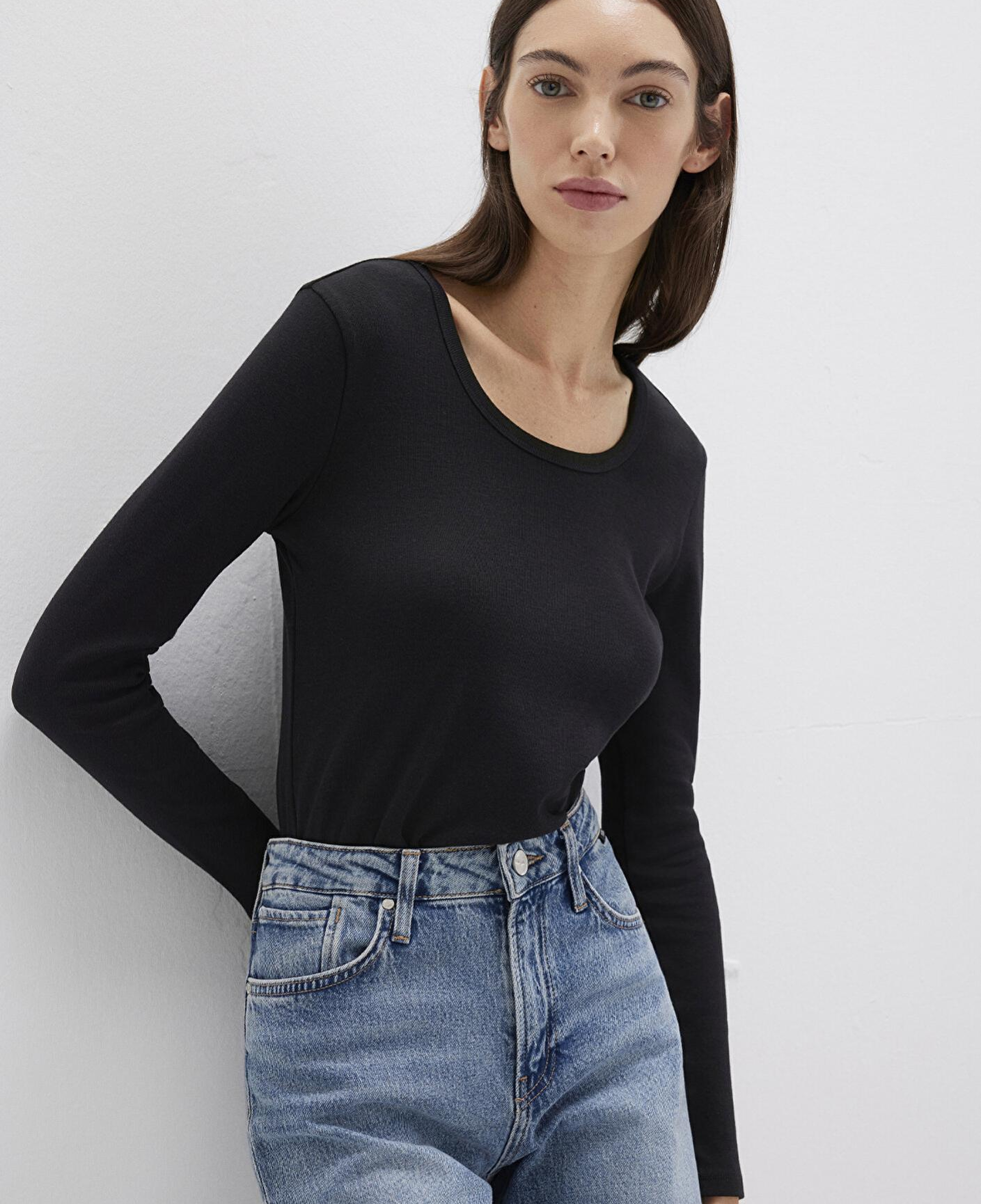 Mavi 2'li Uzun Kollu Basic Tişört Fitted / Vücuda Oturan Kesim 1613519-90891