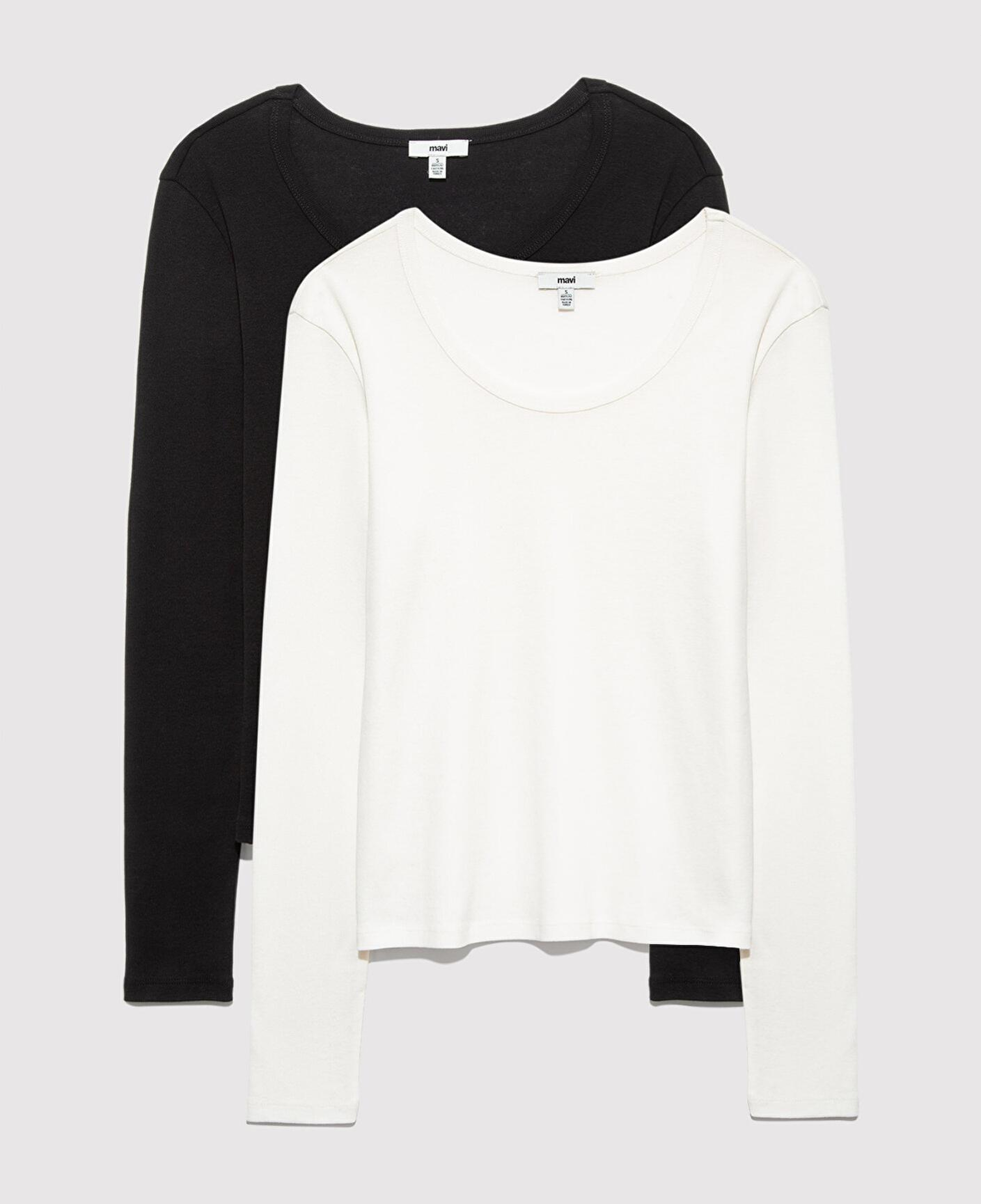 Mavi 2'li Uzun Kollu Basic Tişört Fitted / Vücuda Oturan Kesim 1613519-90891