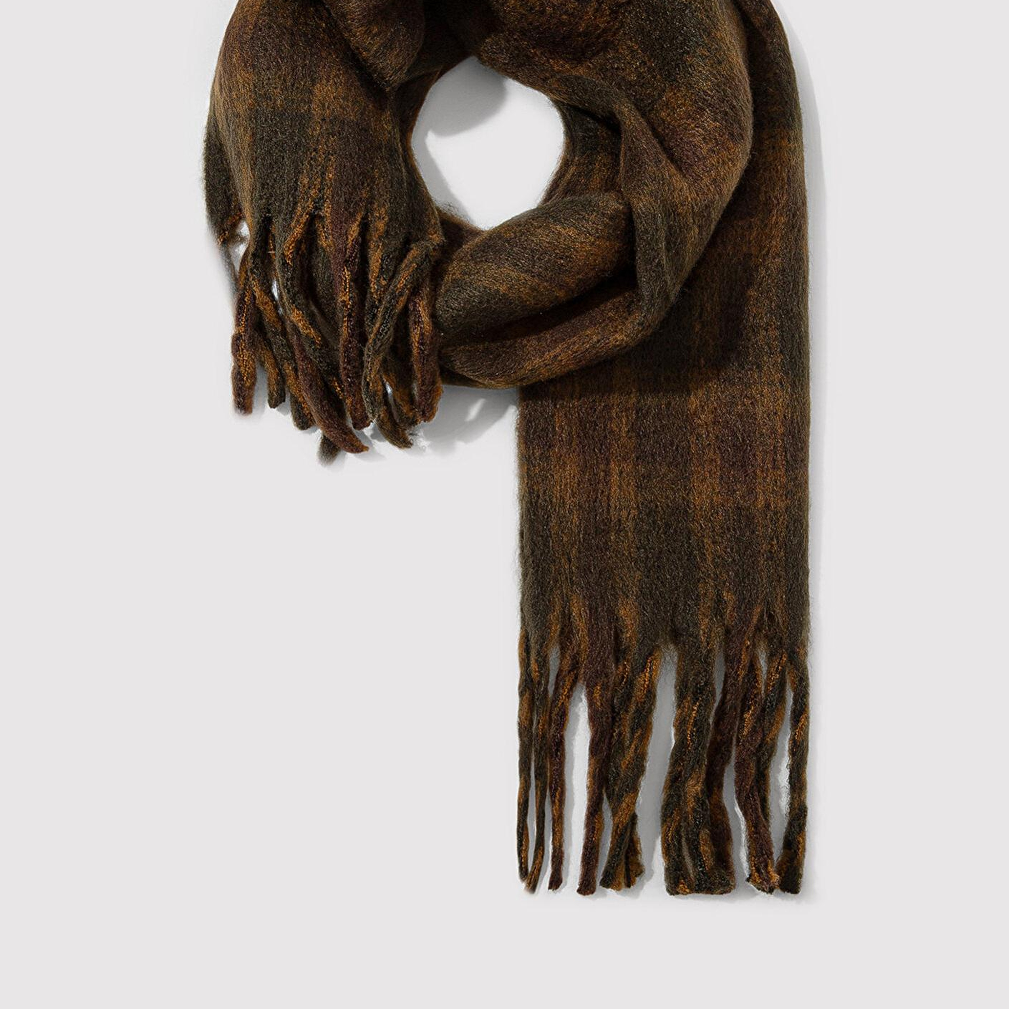 Mavi Kareli Kahverengi Atkı 0912072-29871