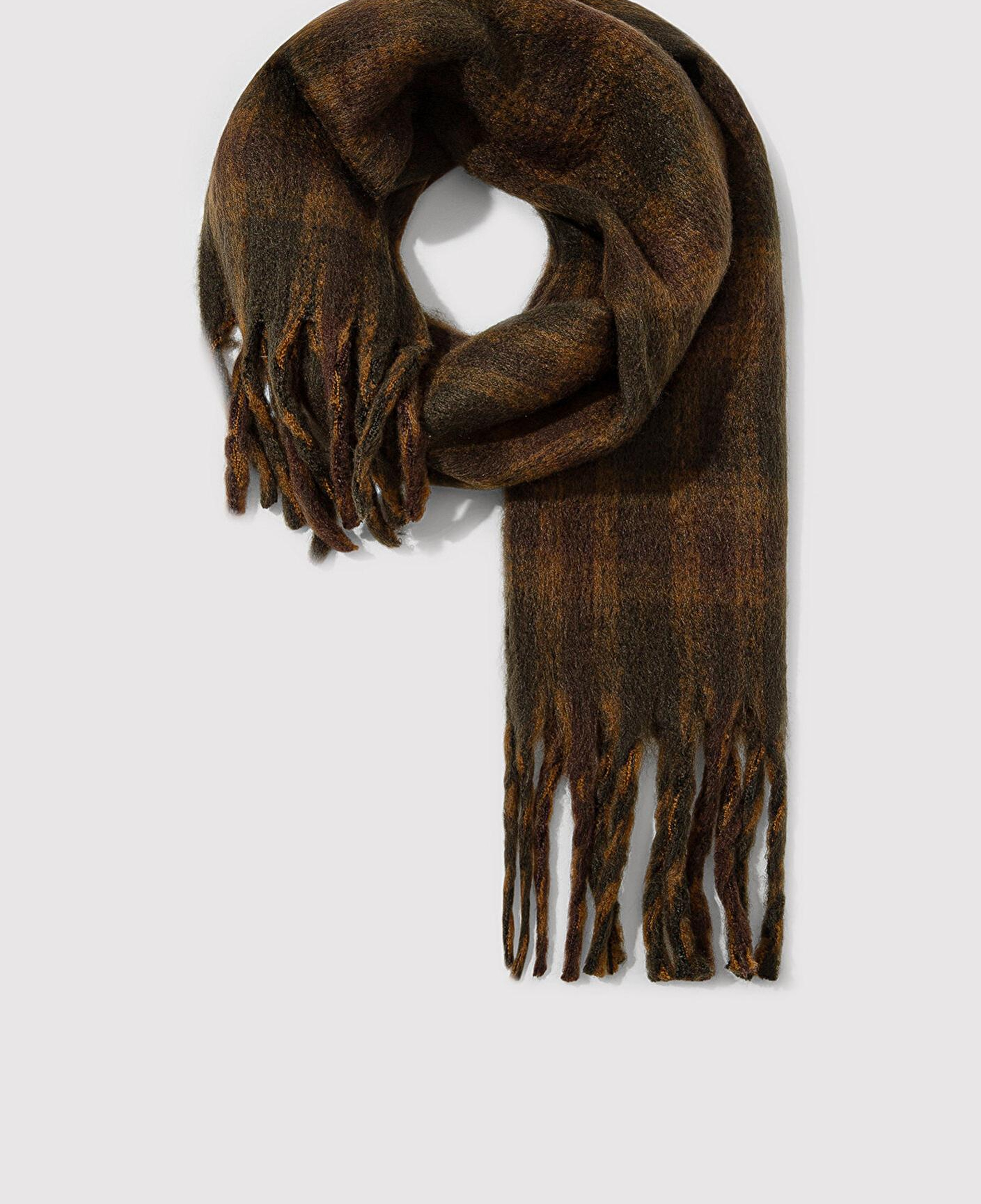 Mavi Kareli Kahverengi Atkı 0912072-29871