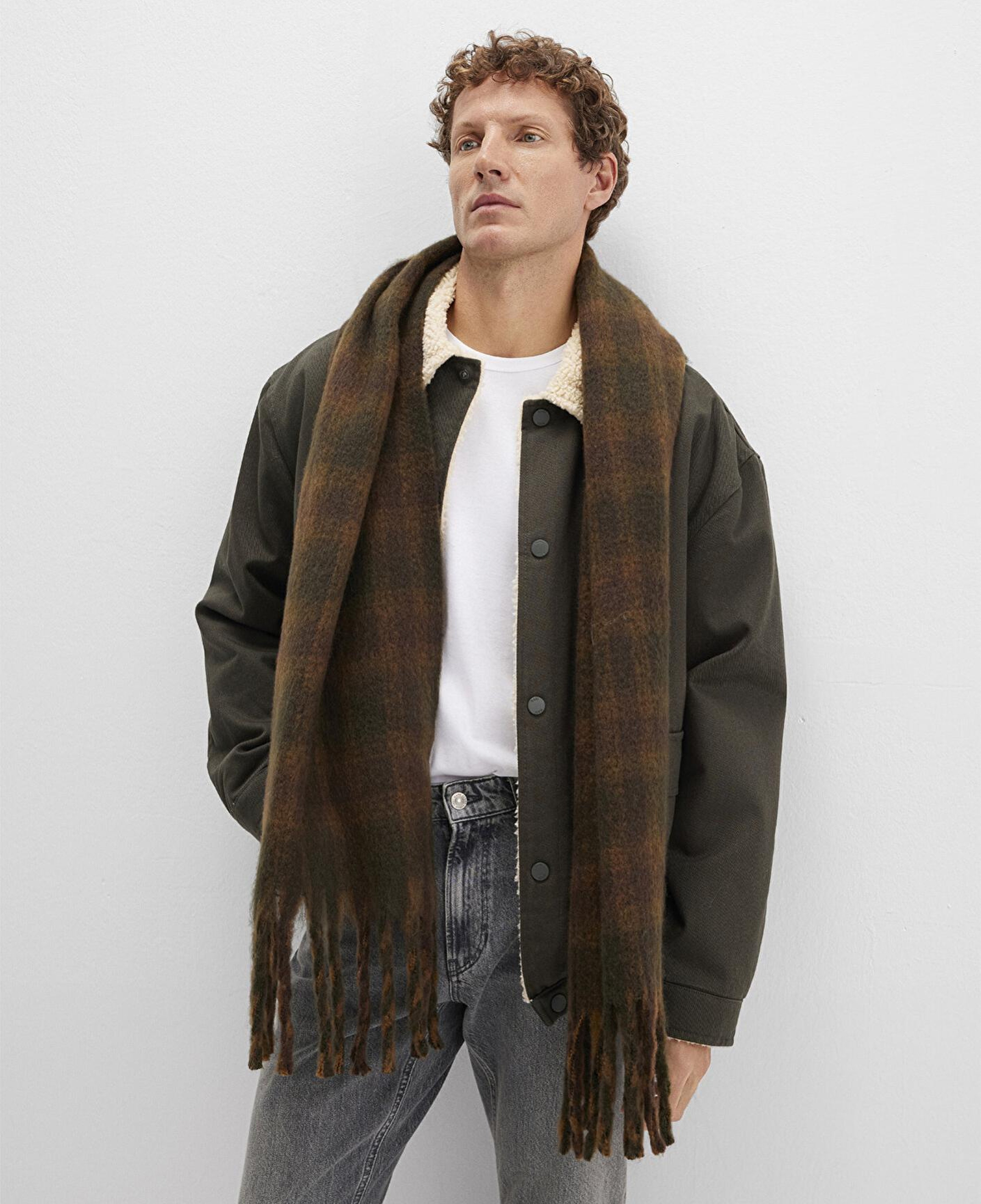 Mavi Kareli Kahverengi Atkı 0912072-29871