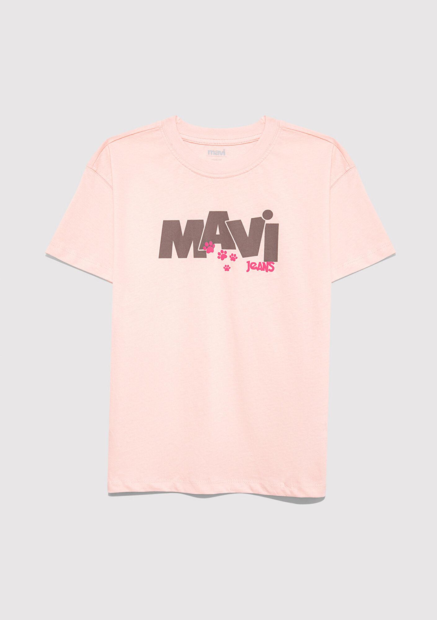 Mavi Mavi Pati Baskılı Pembe Tişört Loose Fit / Bol Rahat Kesim 7610361-90974