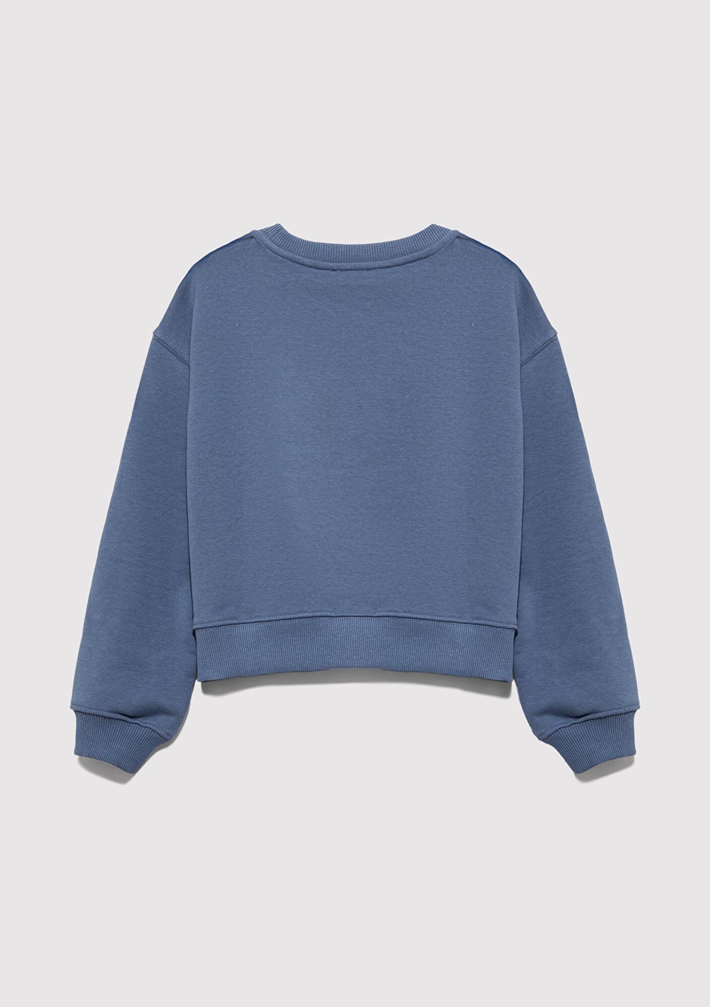 Mavi Mavi Kedi Baskılı Mavi Sweatshirt 7S10133-86702