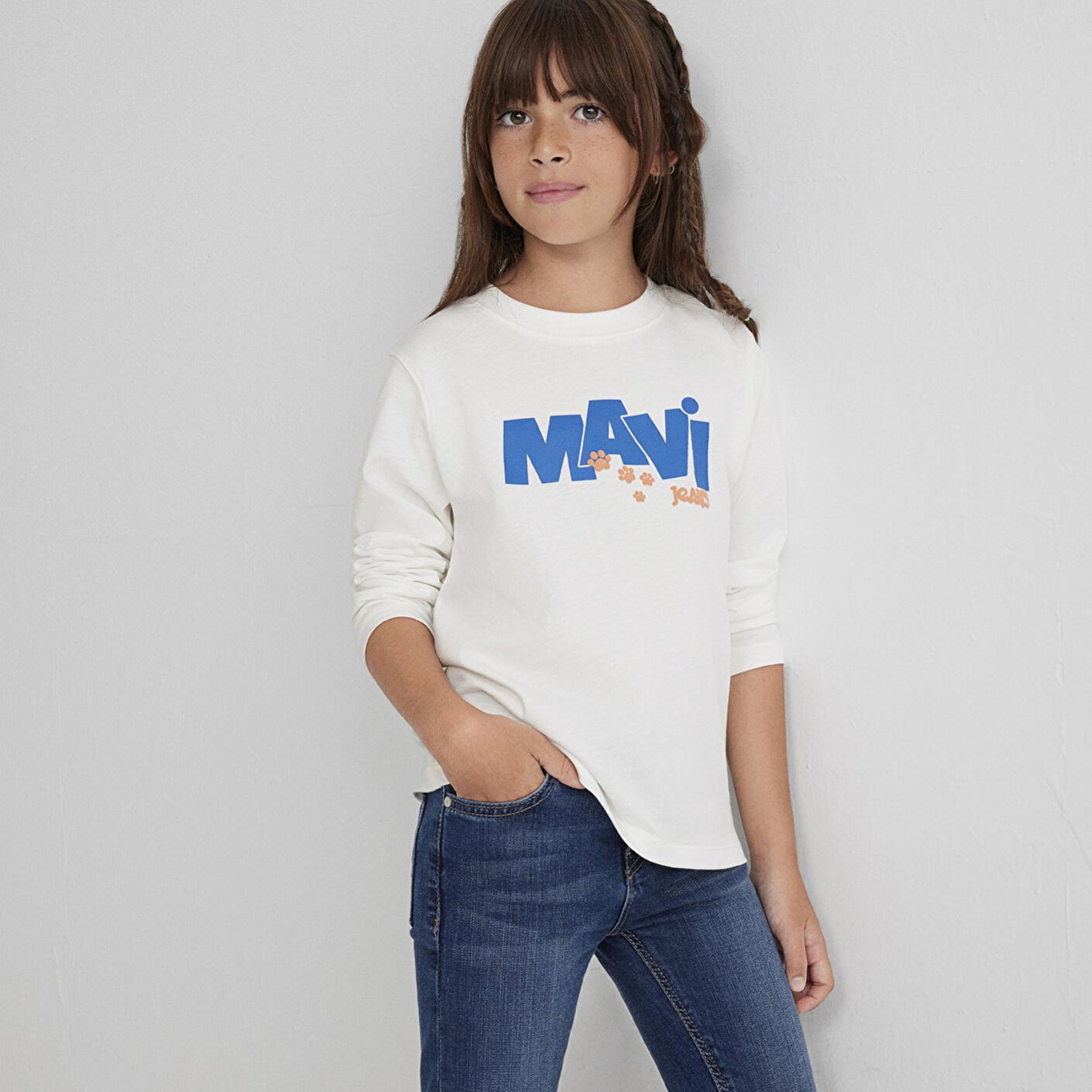 Mavi Mavi Pati Baskılı Ekru Tişört Regular Fit / Normal Kesim 7610362-70057