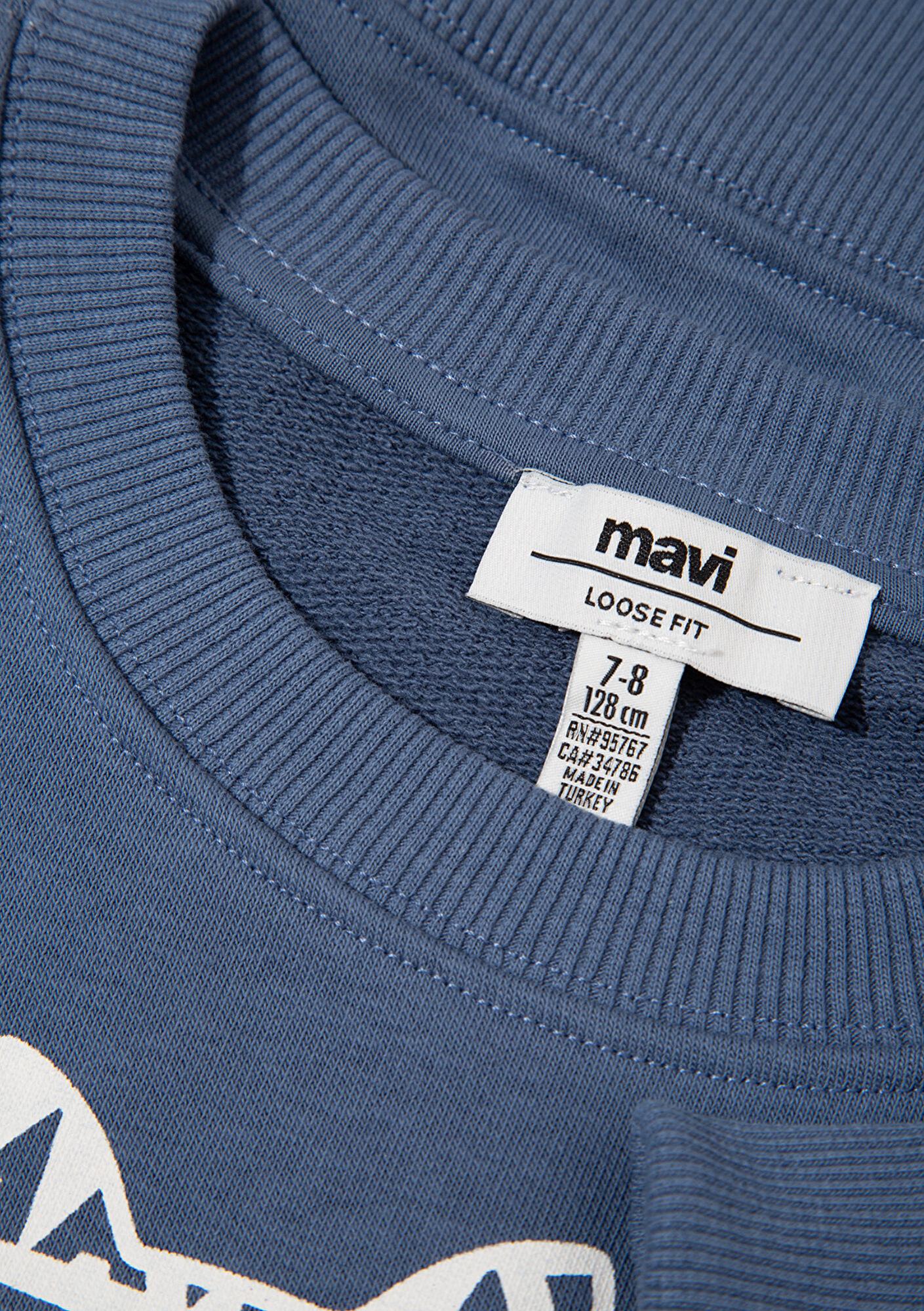 Mavi Mavi Kedi Baskılı Mavi Sweatshirt 7S10133-86702