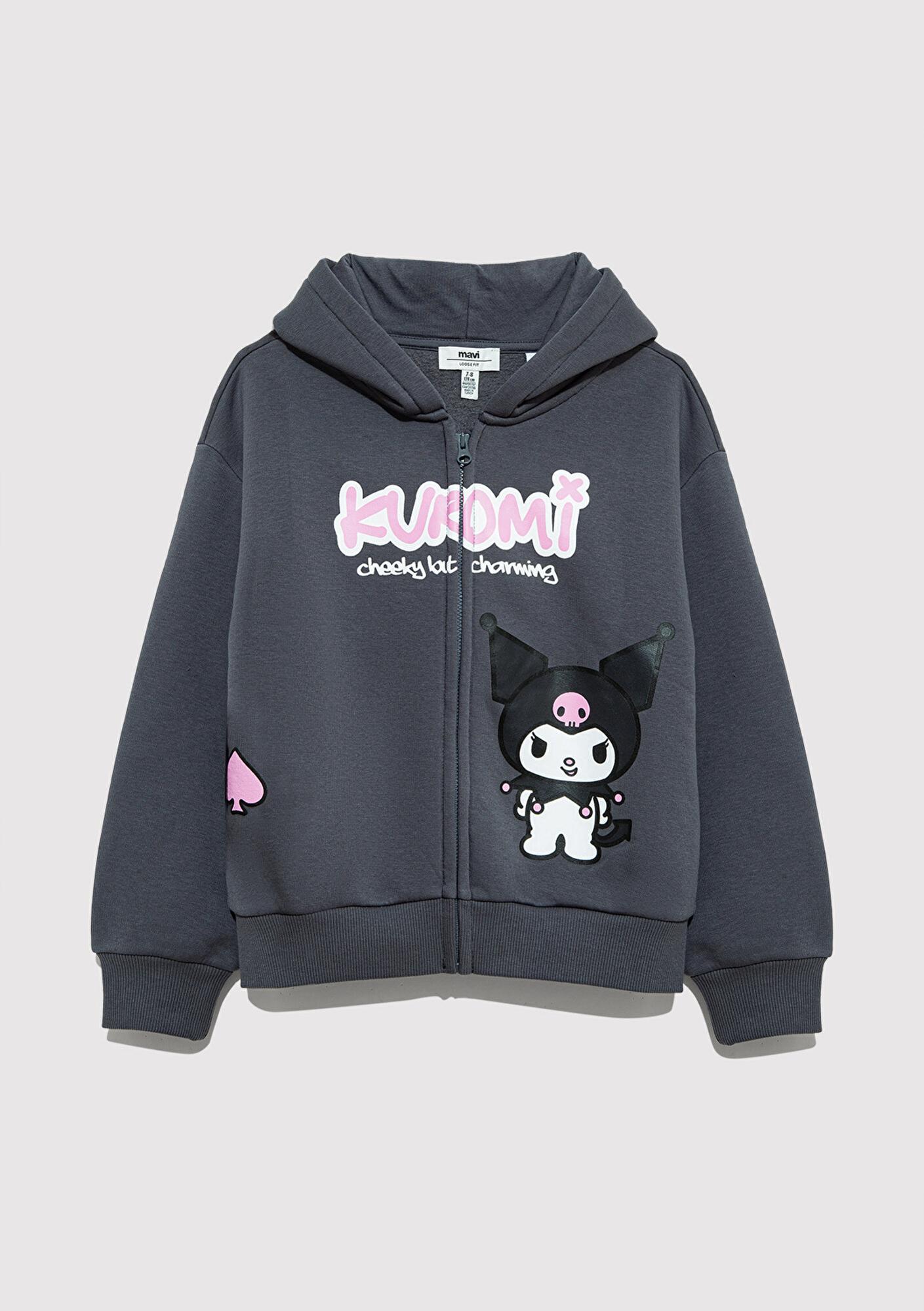 Mavi Kuromi Baskılı Fermuarlı Sweatshirt 7S10167-85309