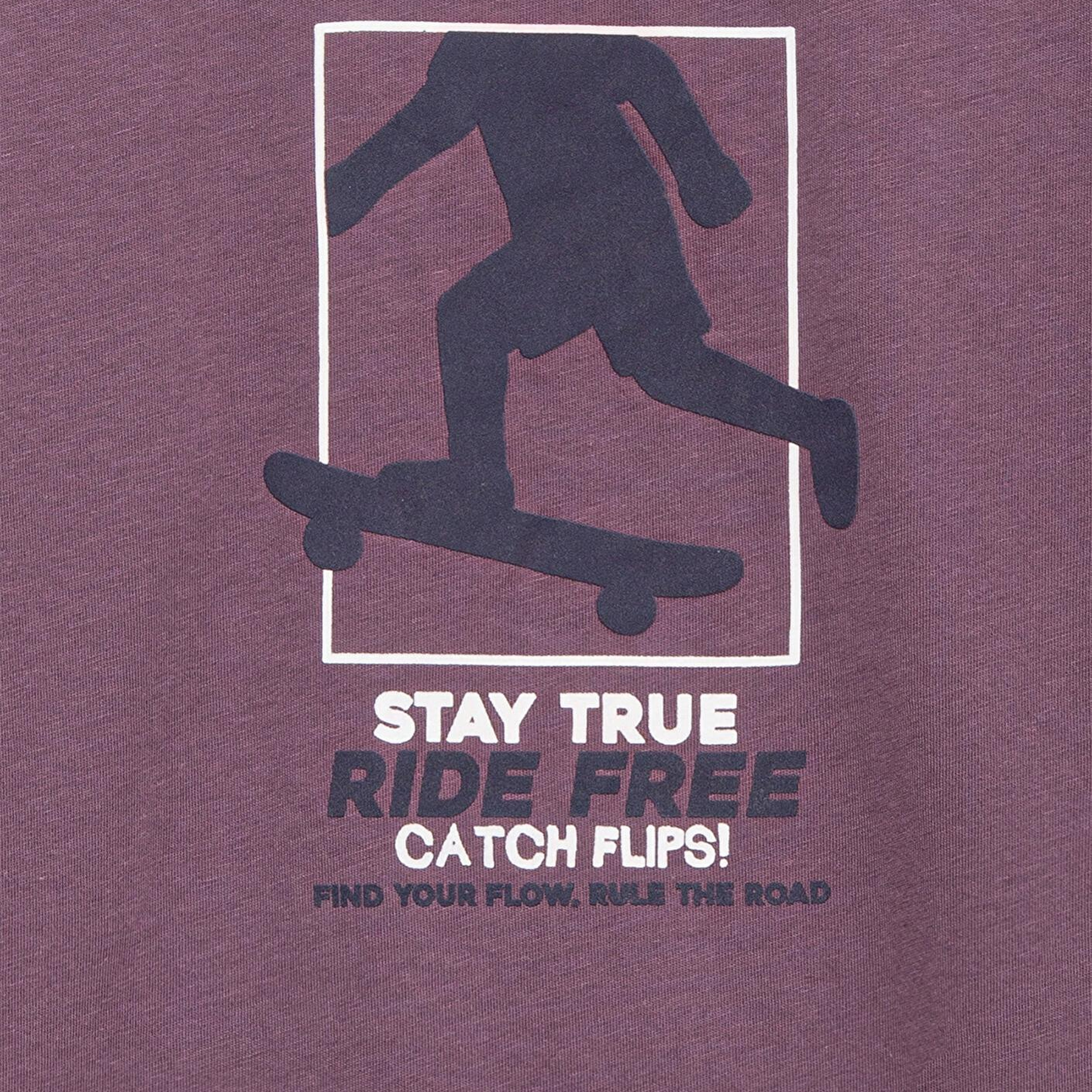 Mavi Baskılı Mor Tişört Loose Fit / Bol Rahat Kesim 6610366-70656