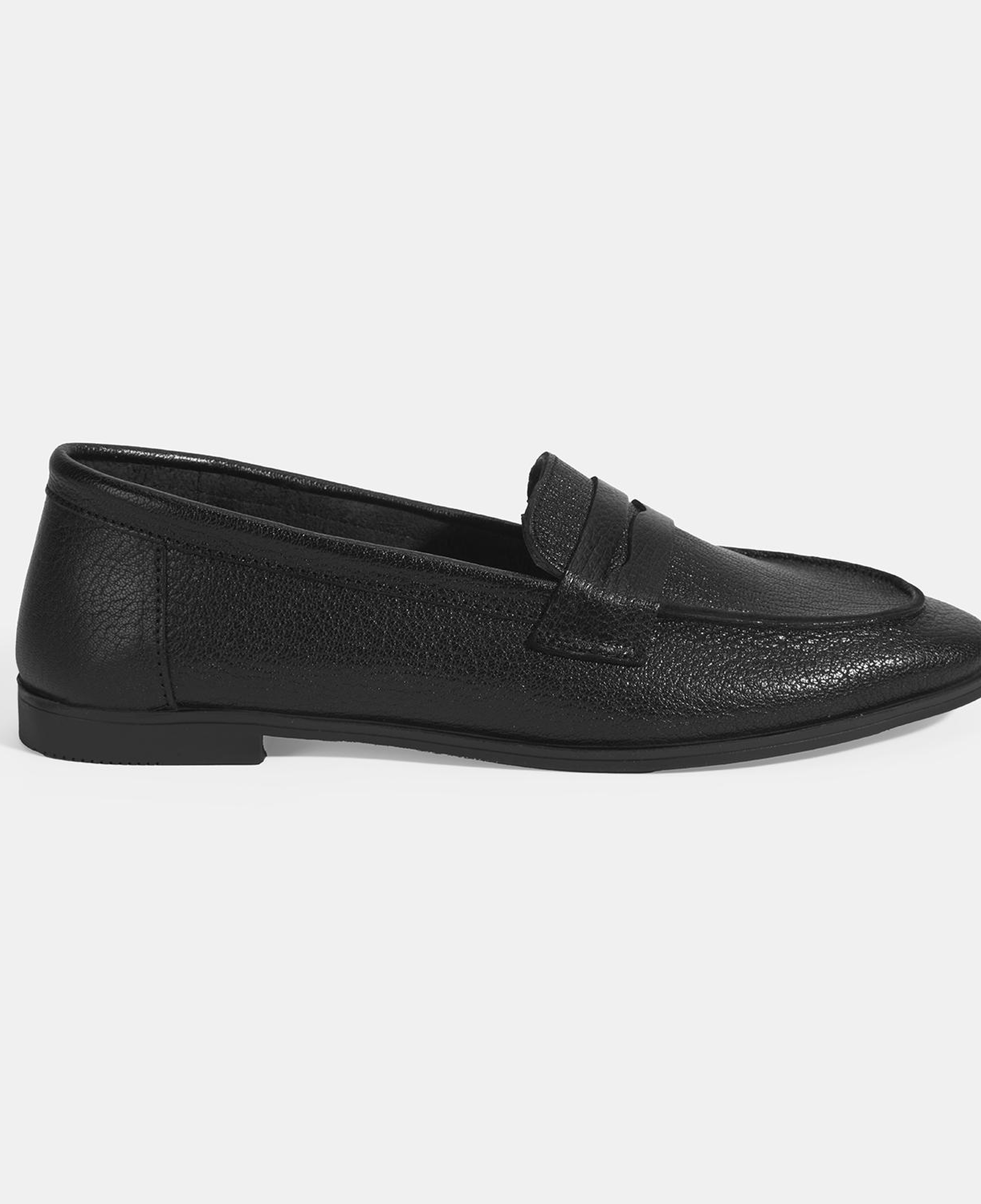 Kadın Siyah Slip-On Deri Loafer