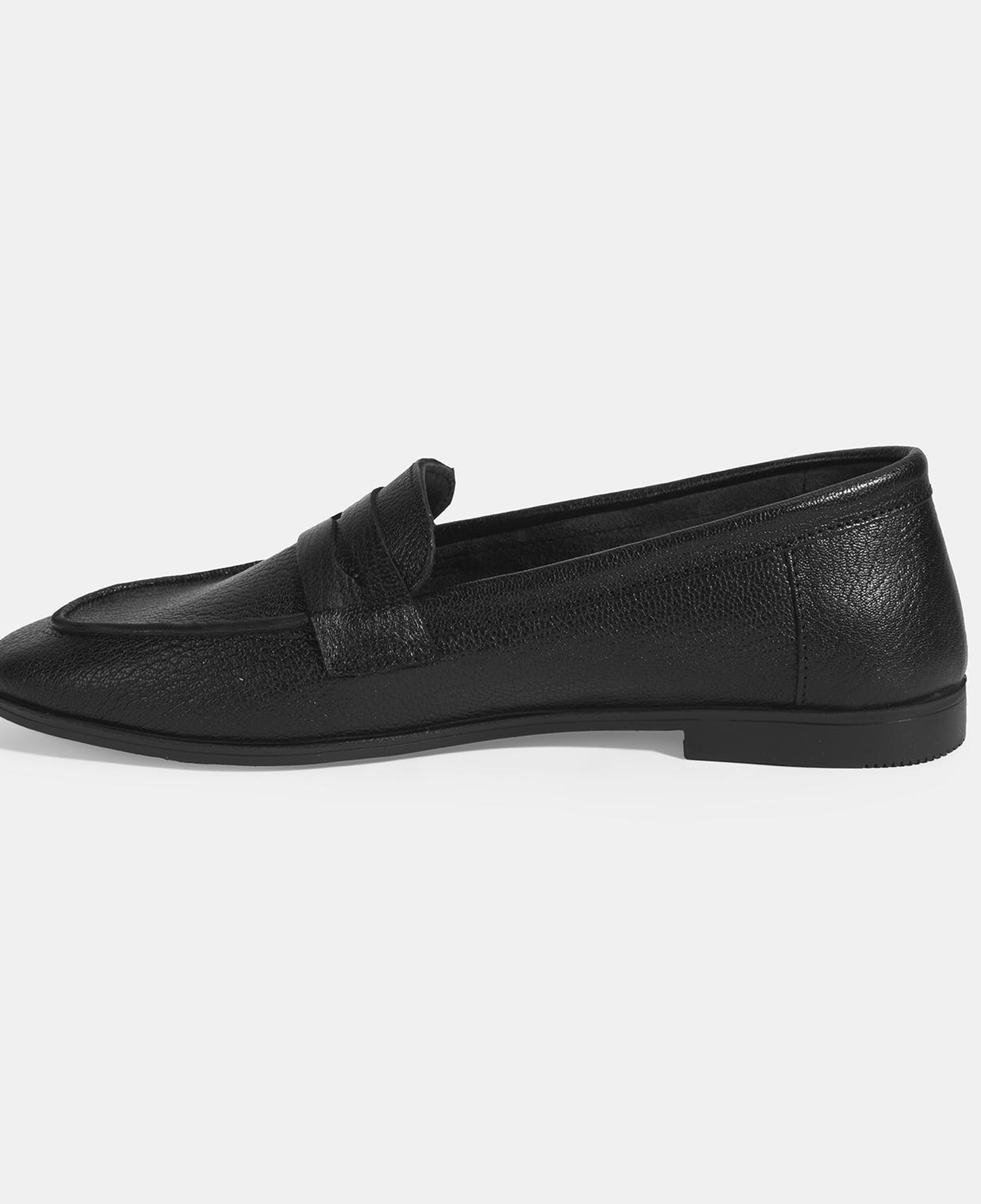 Kadın Siyah Slip-On Deri Loafer