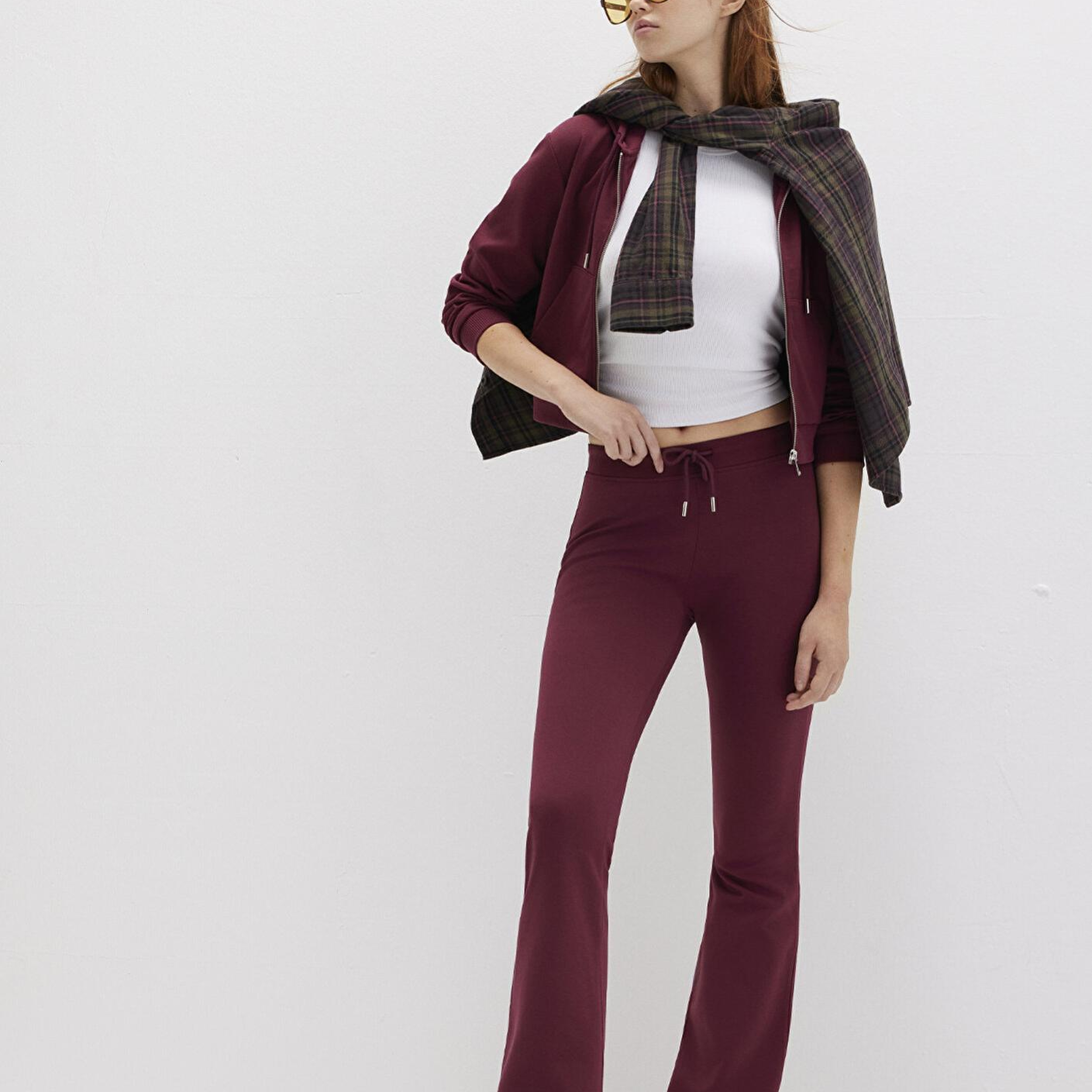 Mavi İspanyol Paça Bordo İnterlok Eşofman Altı 1011077-70394