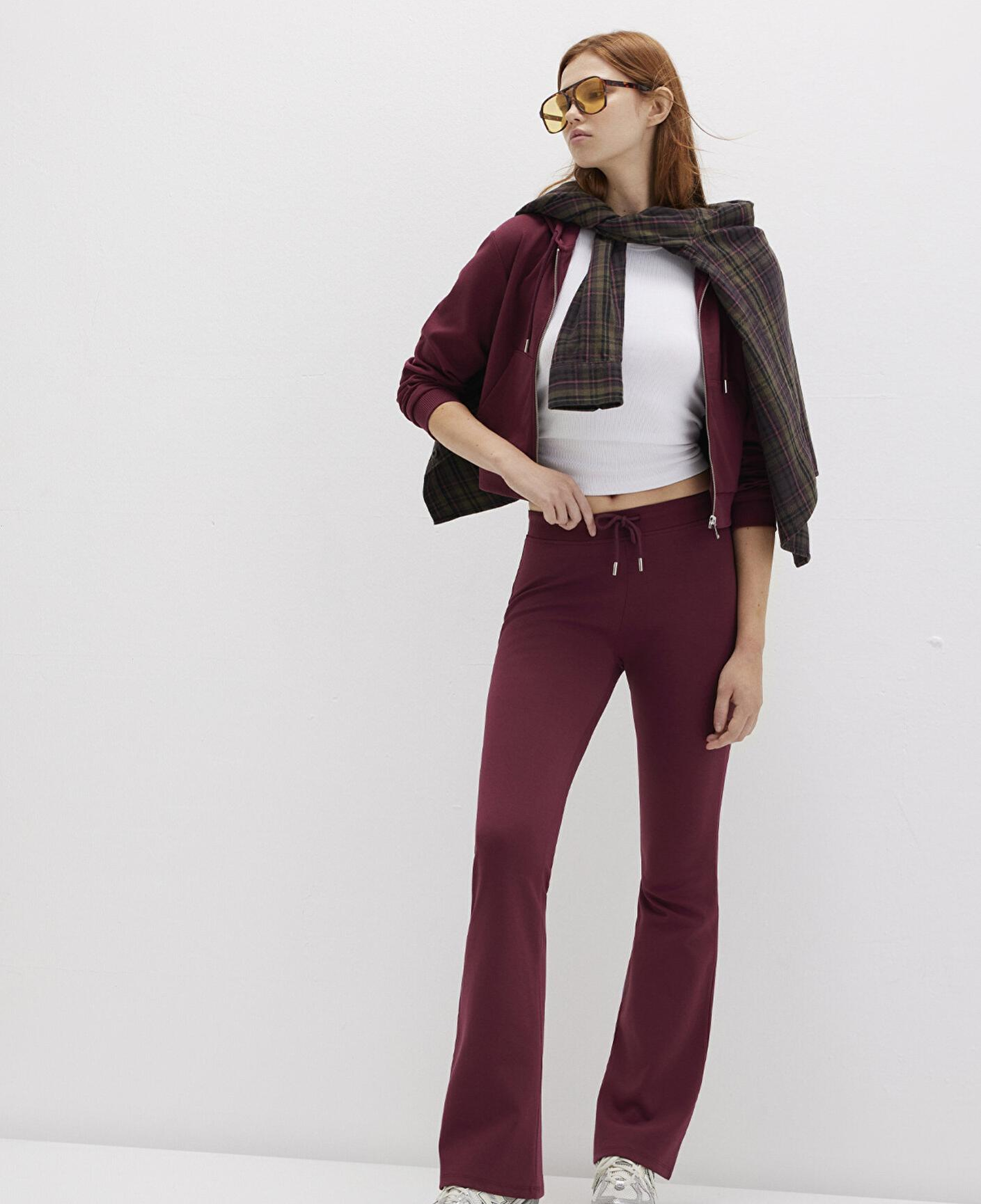 Mavi İspanyol Paça Bordo İnterlok Eşofman Altı 1011077-70394