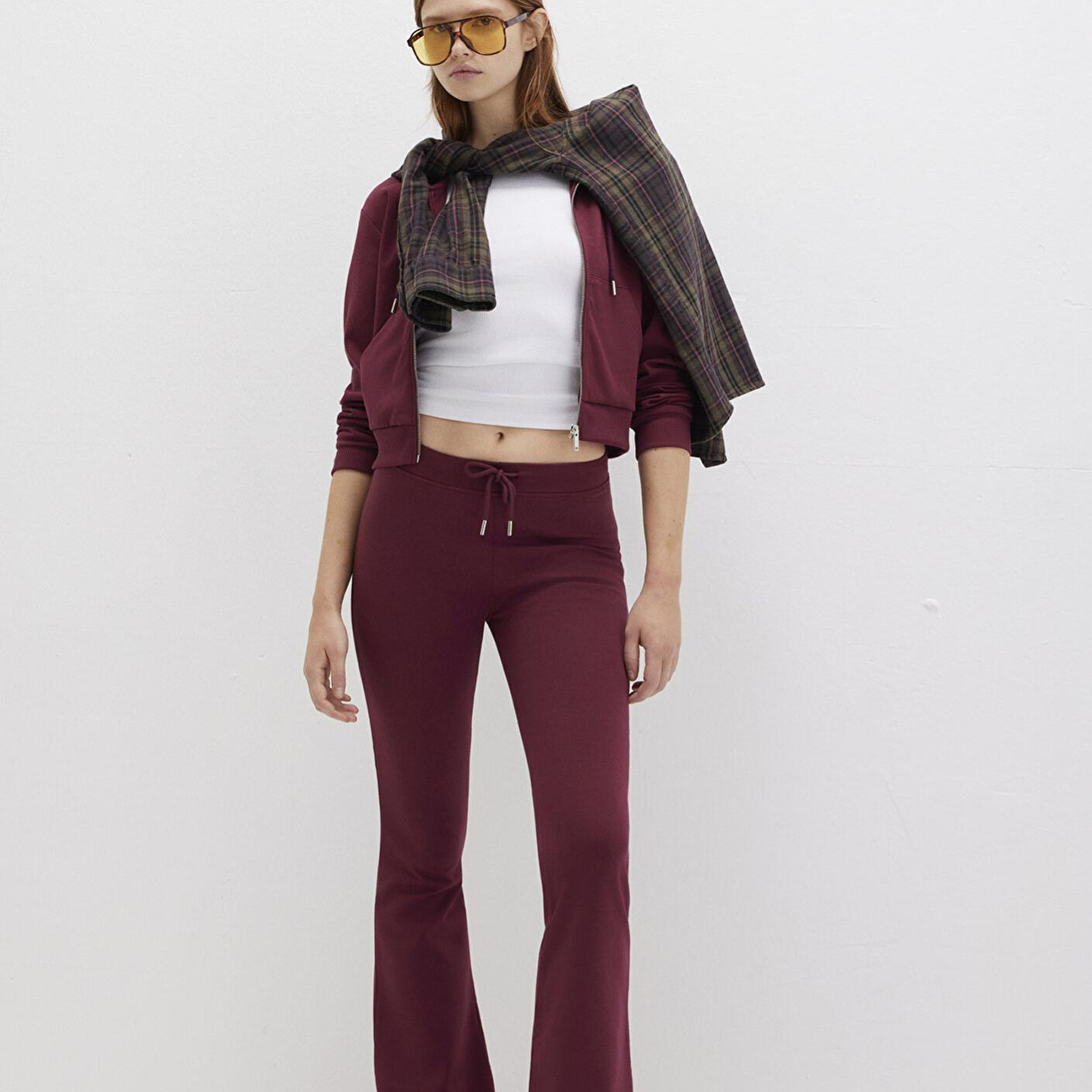 Mavi İspanyol Paça Bordo İnterlok Eşofman Altı 1011077-70394