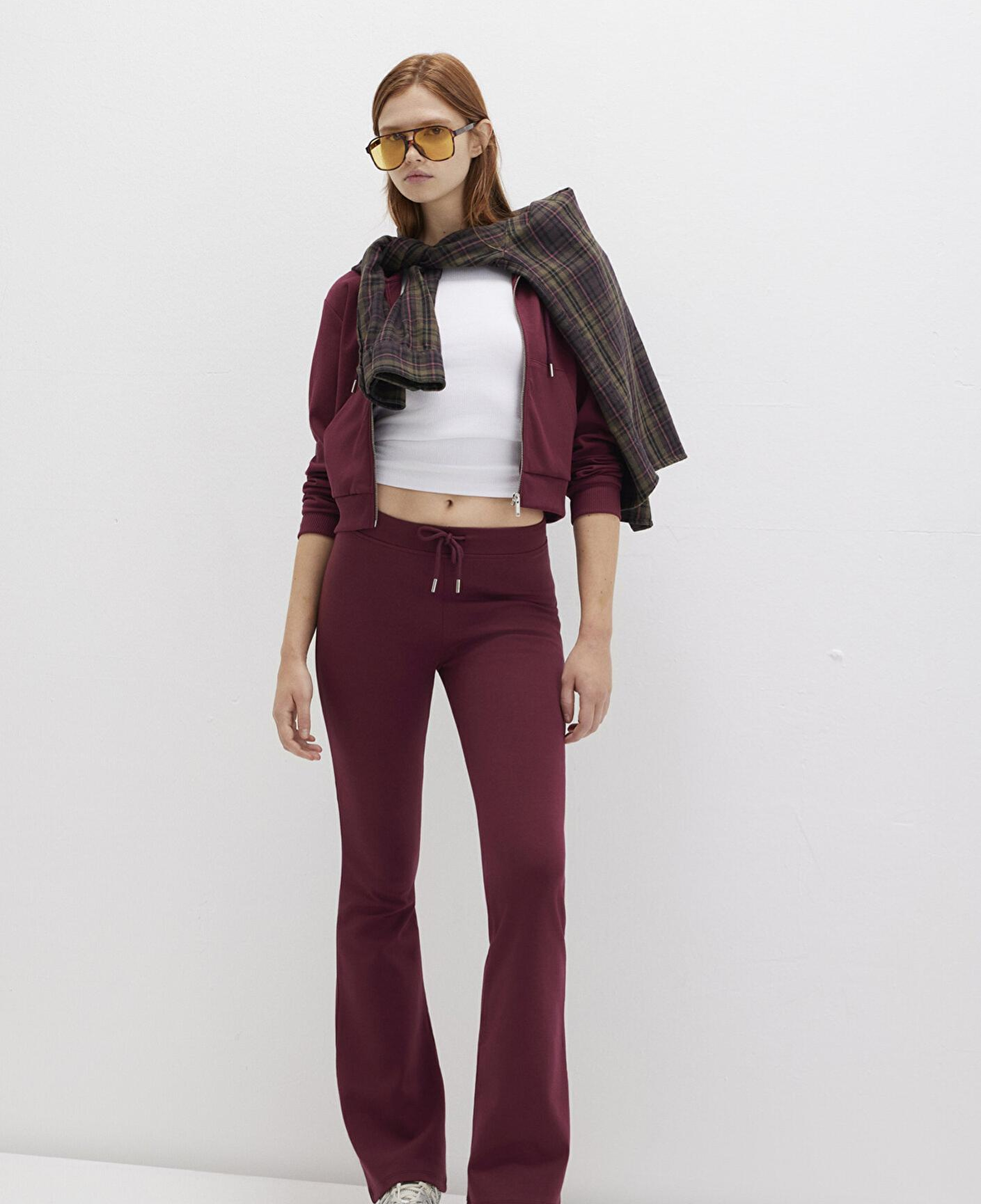 Mavi İspanyol Paça Bordo İnterlok Eşofman Altı 1011077-70394